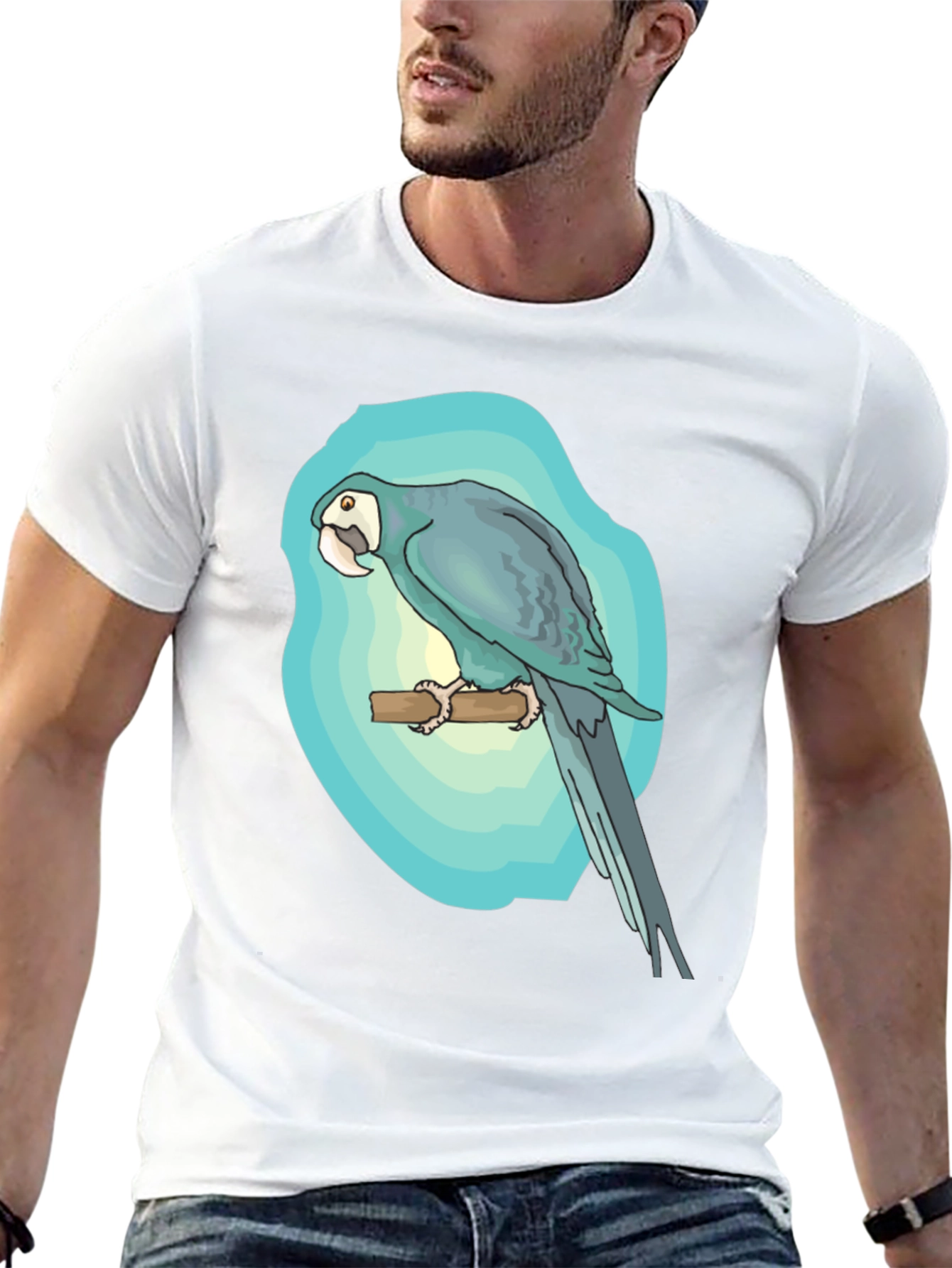 Parrot Graphic Black T-Shirt - Tropical Bird Tee