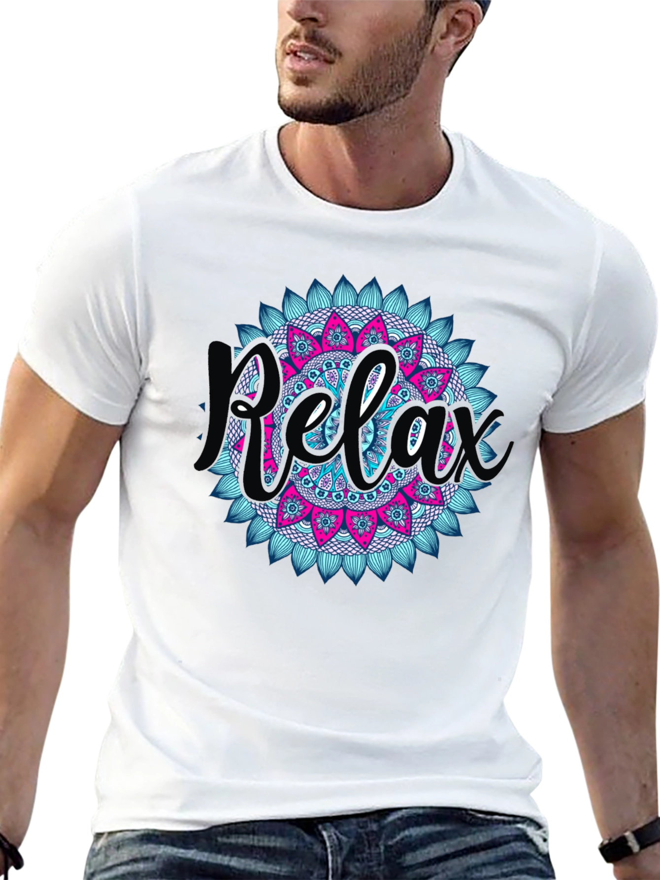 Relax Mandala Graphic Tee - Black