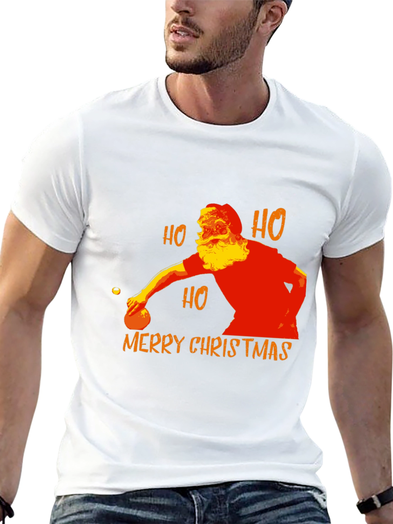 Santa Claus Bowling Merry Christmas T-Shirt