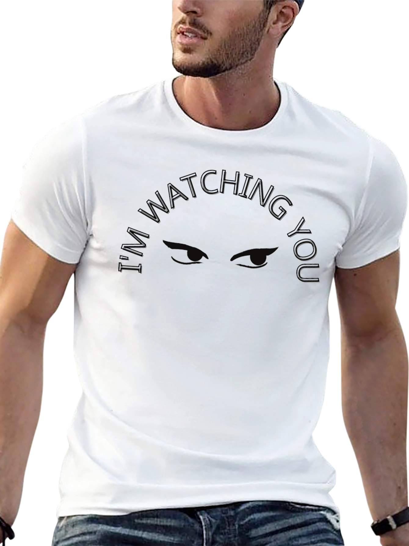 Im Watching You Graphic Tee - Black Cotton T-Shirt