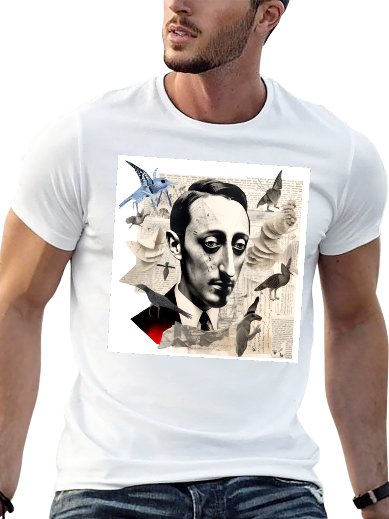 Surrealist Literary T-Shirt: Portrait with Birds