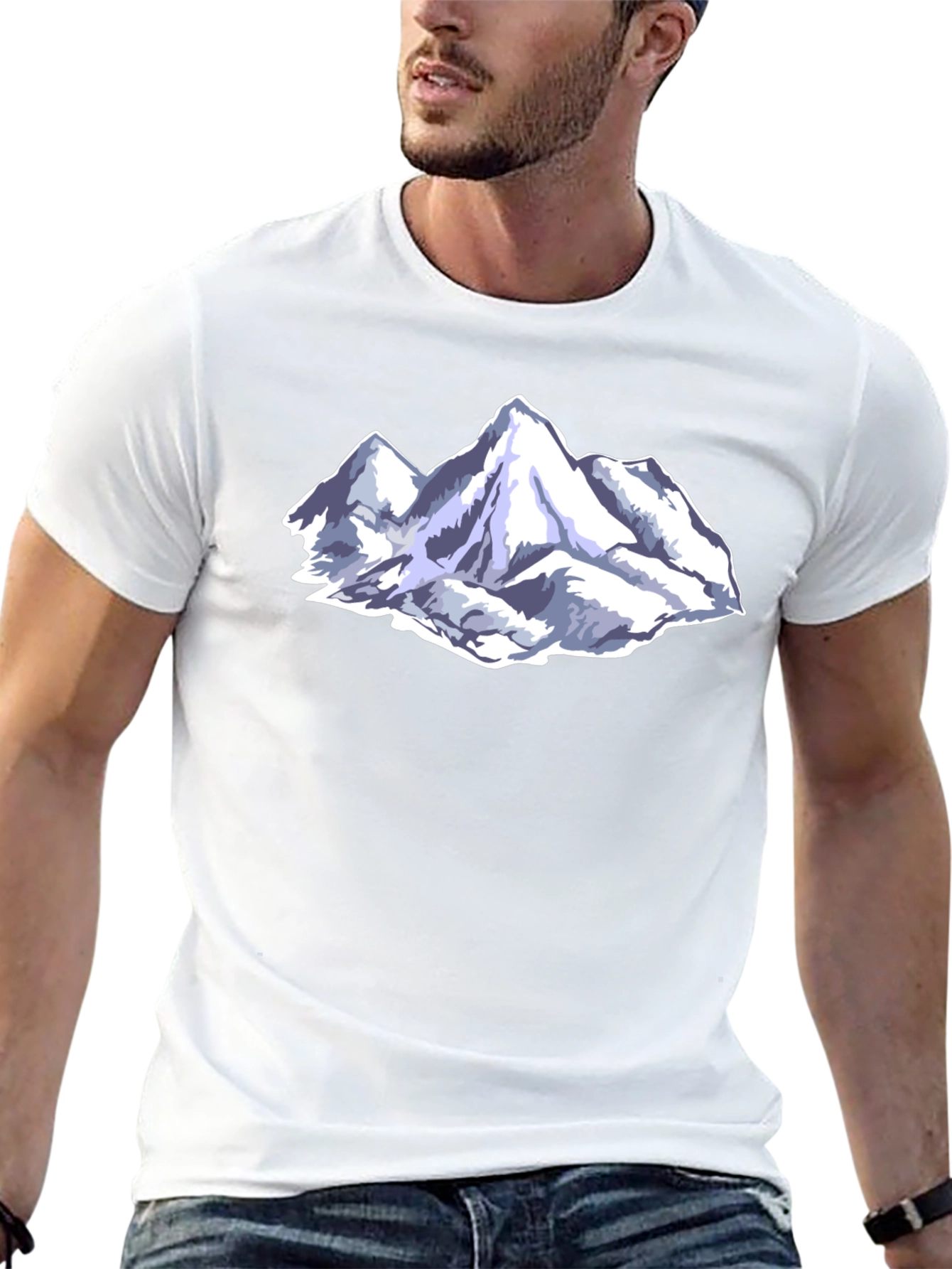 Mountain Peak Graphic Tee - Black Cotton Blend