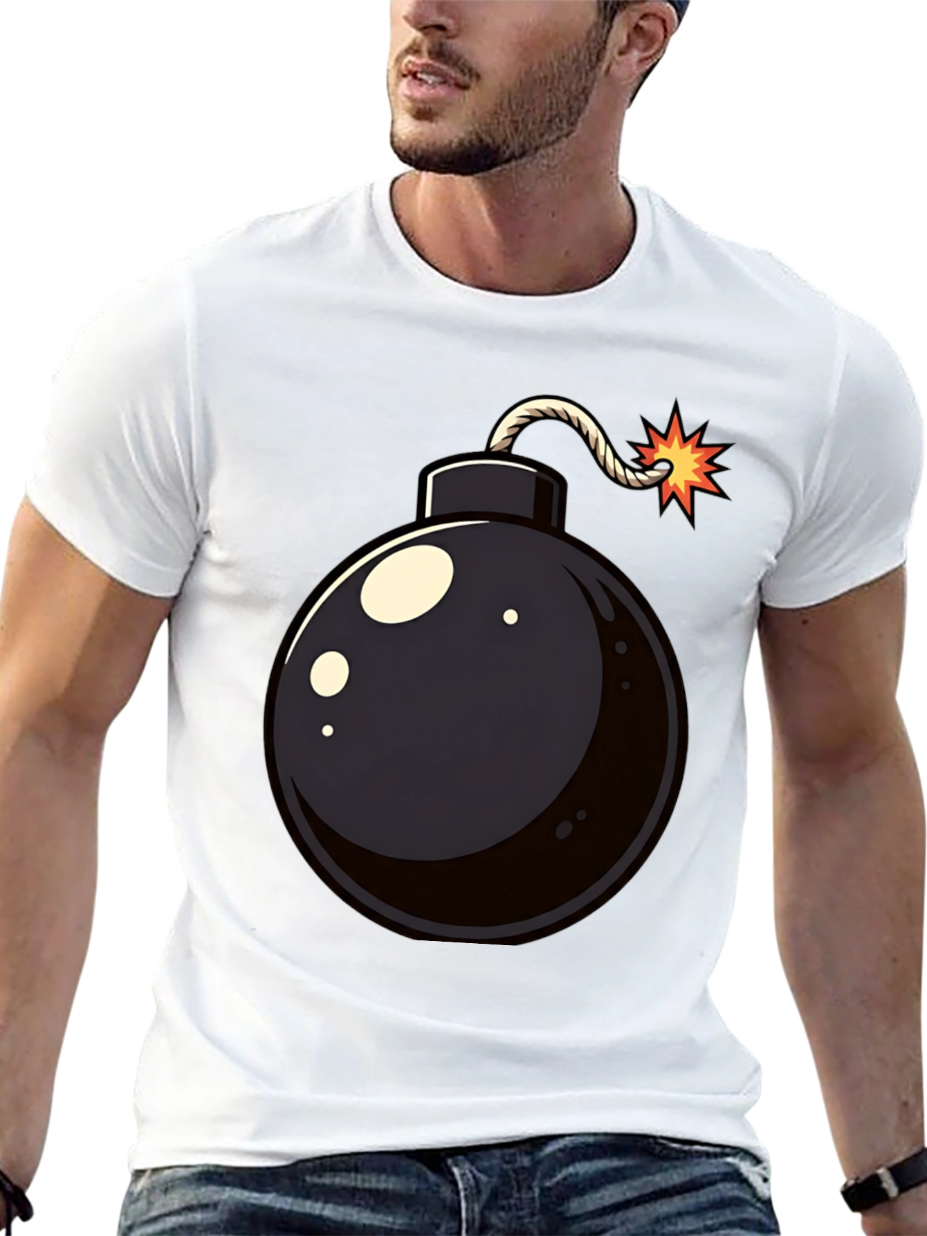 Bomb Graphic Print Black T-Shirt
