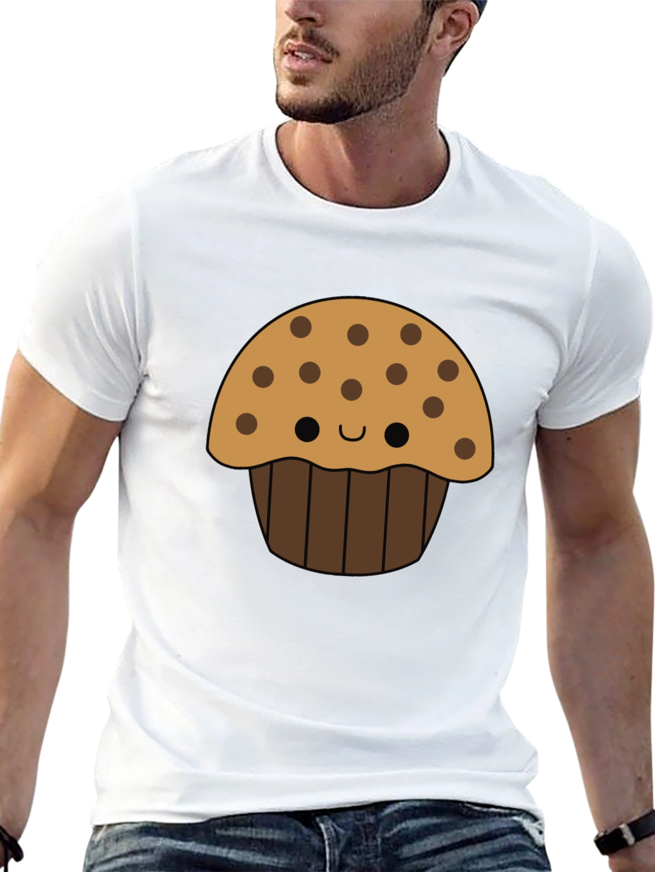 Cute Cartoon Muffin Graphic T-Shirt