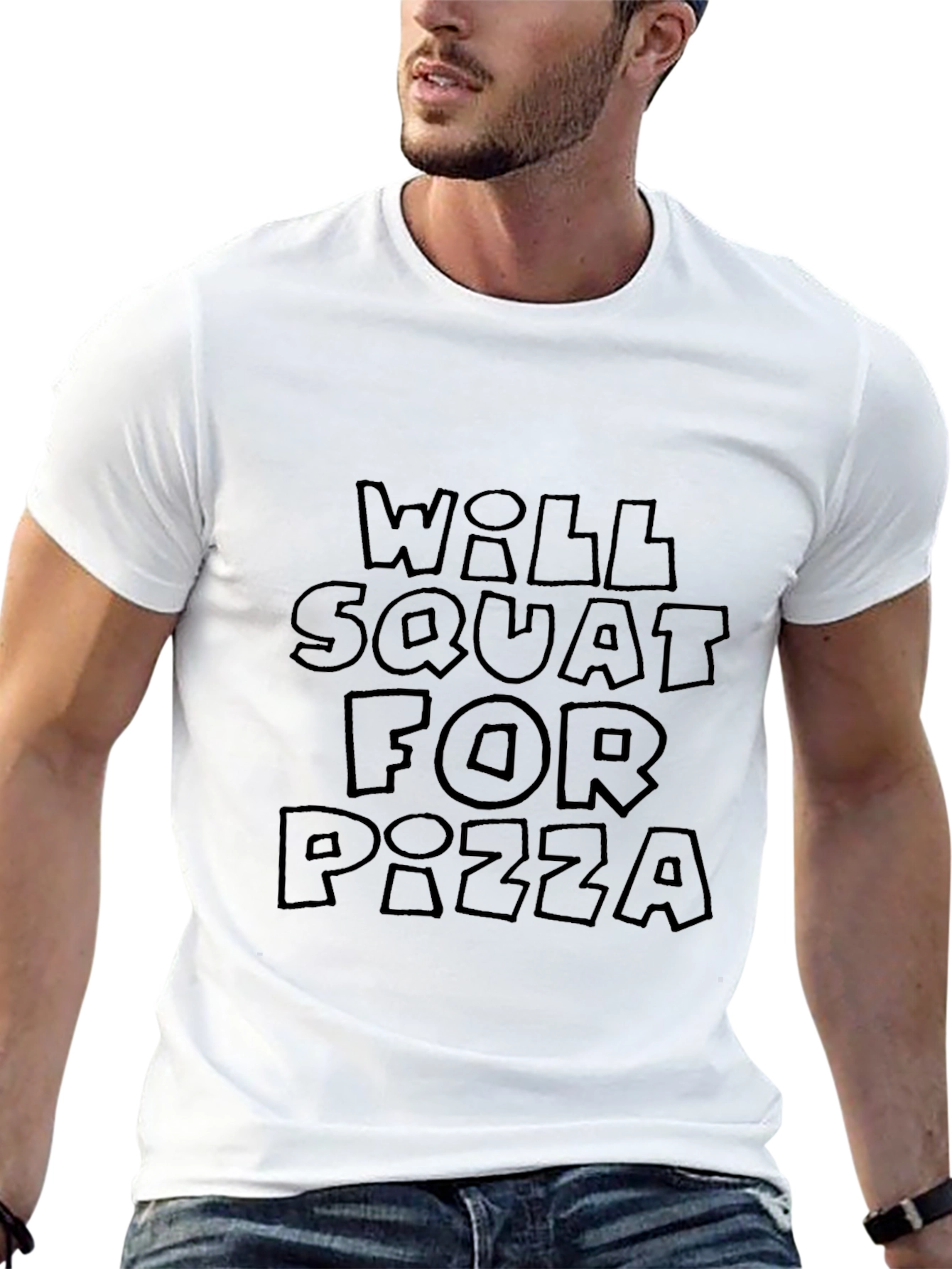 Will Squat for Pizza Graphic T-Shirt