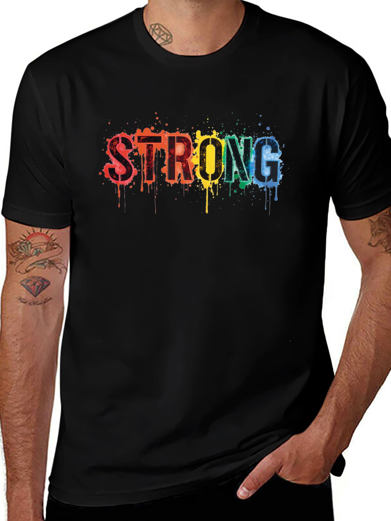 Rainbow STRONG Graphic Black T-Shirt