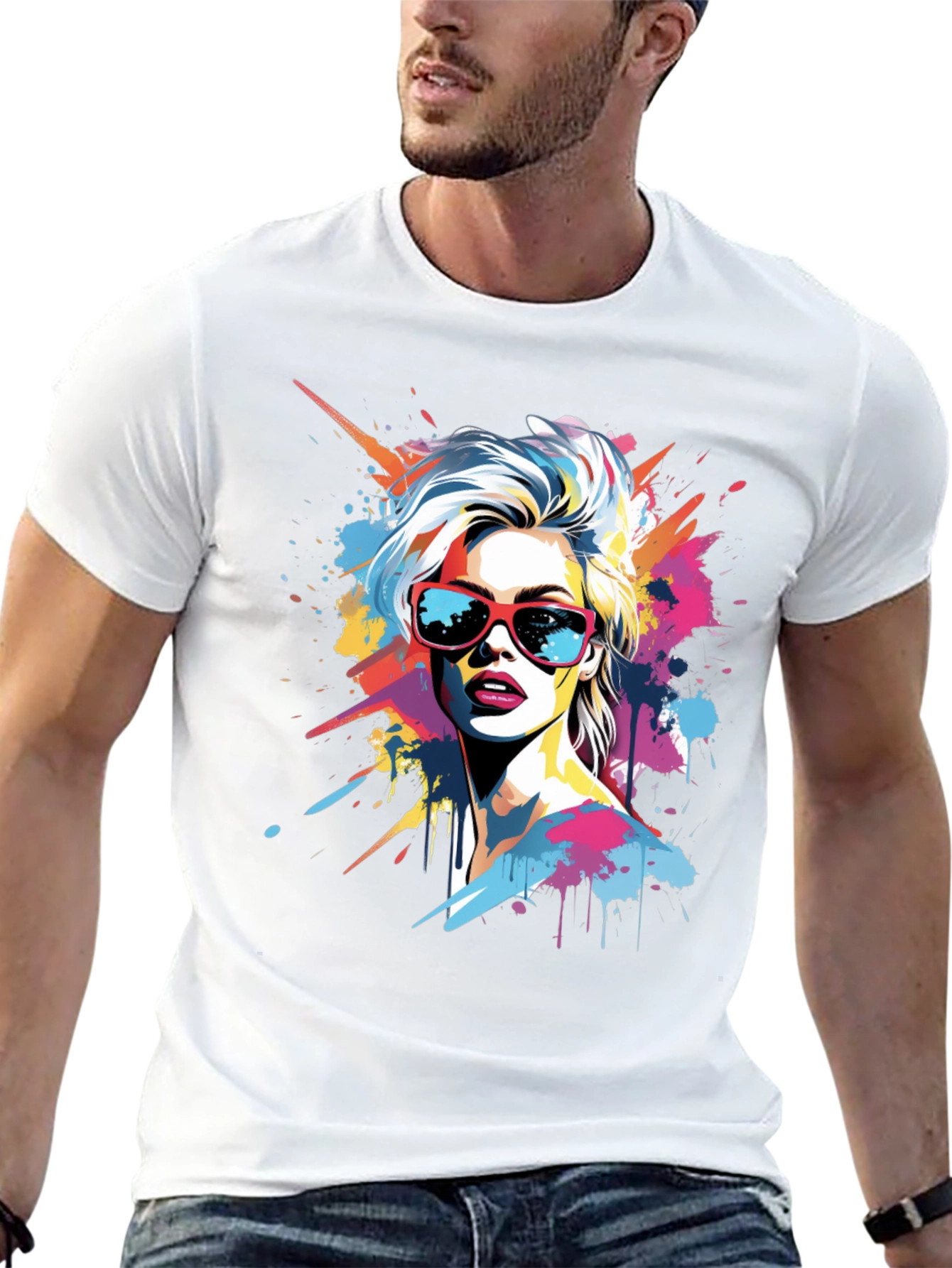 Pop Art Woman Graphic Tee - Stylish Black T-Shirt
