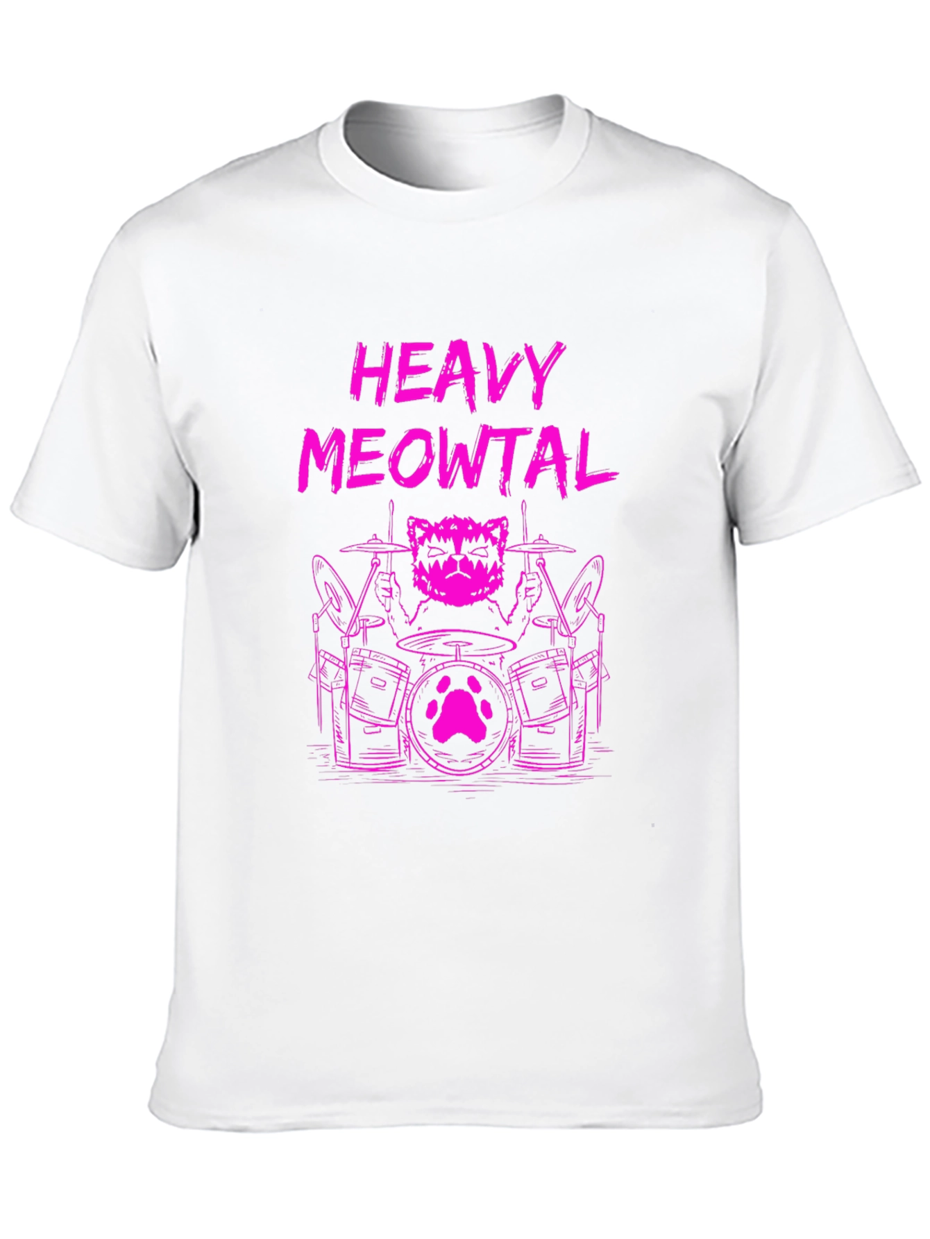 Heavy Meowtal Cat Drummer Graphic Tee