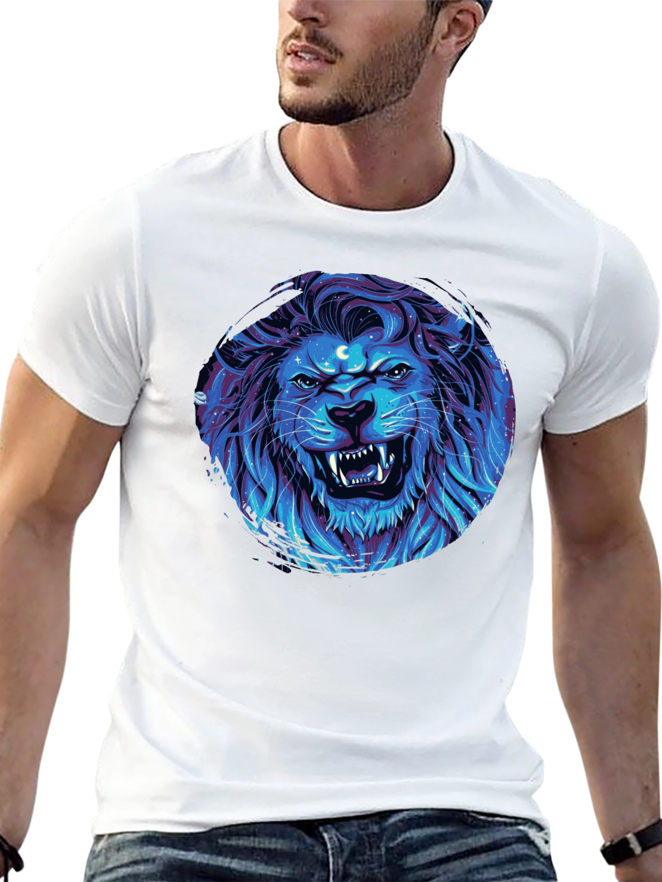 Lion Galaxy Black T-Shirt