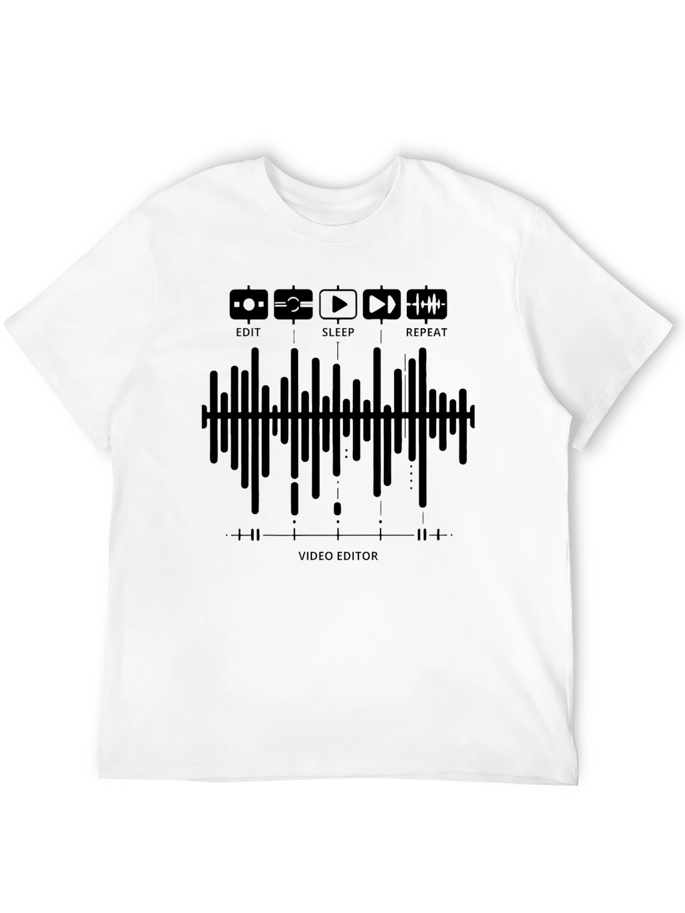 Video Editor Edit Sleep Repeat Black T-Shirt