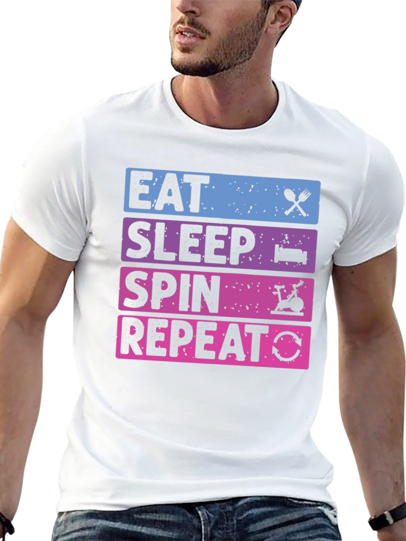 Eat Sleep Spin Repeat T-Shirt - Fitness Apparel