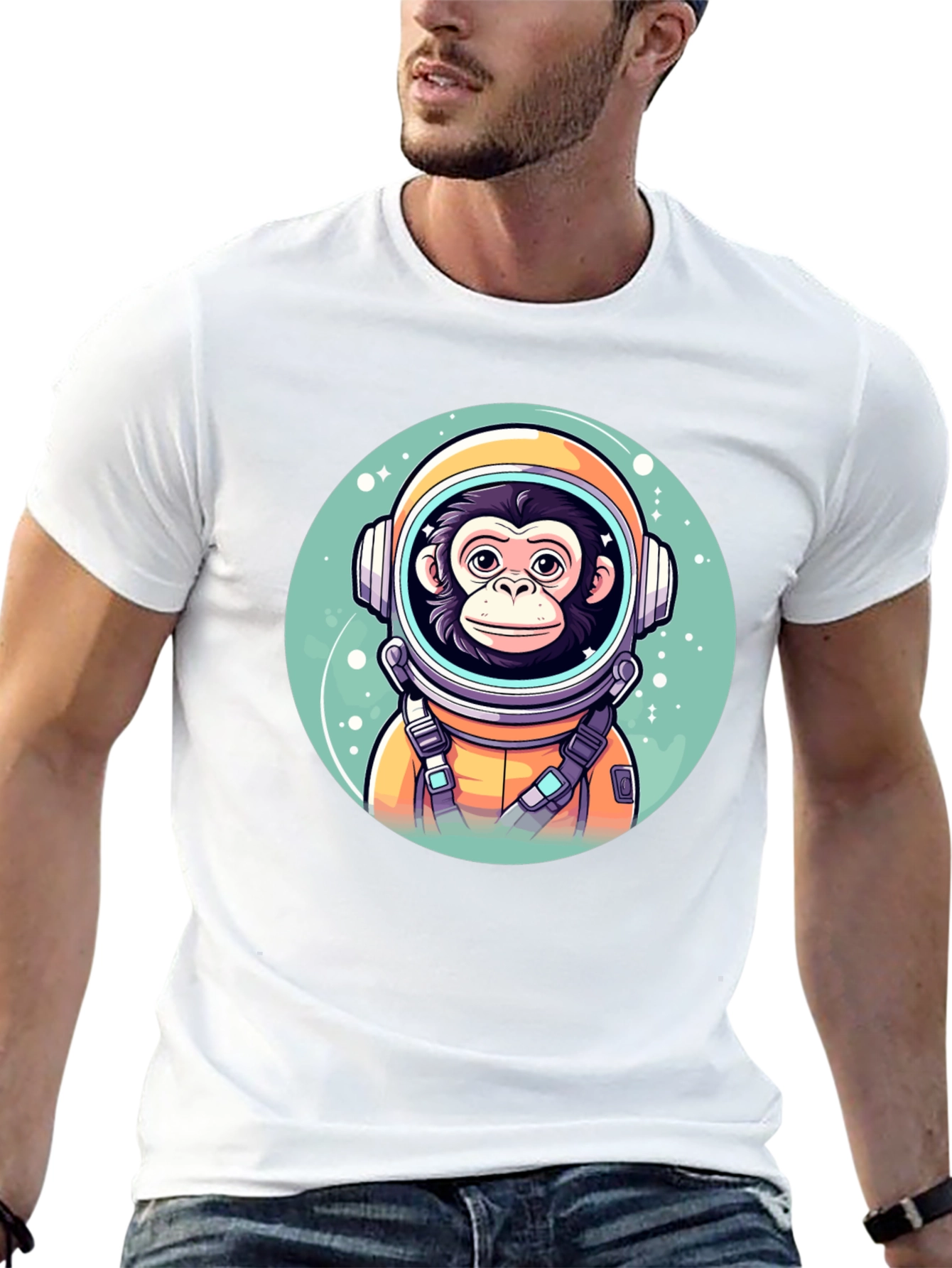 Monkey Astronaut Graphic T-Shirt