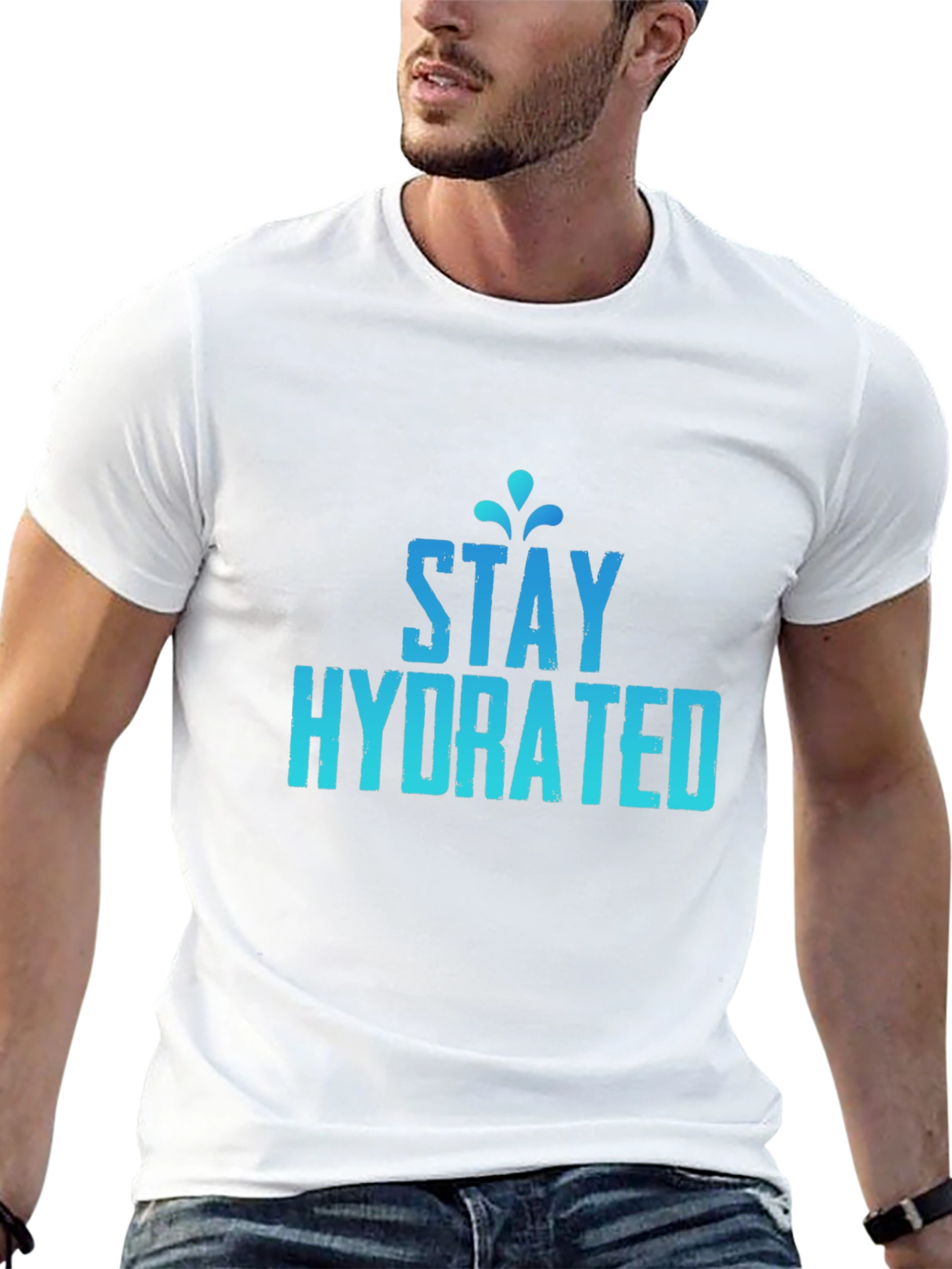 Stay Hydrated Graphic Tee - Black Cotton T-Shirt