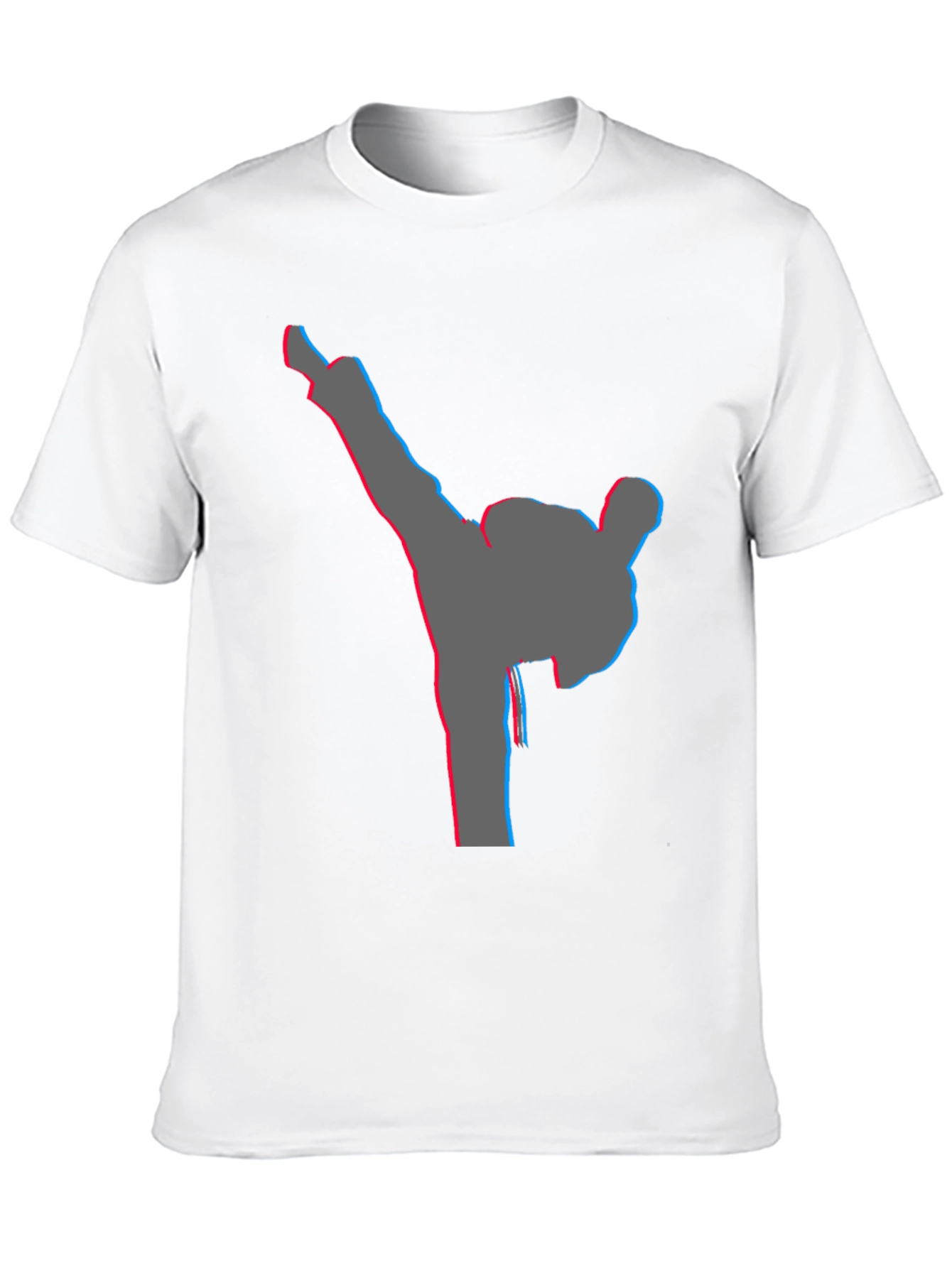 Mens Black T-Shirt with Karate Kick Graphic