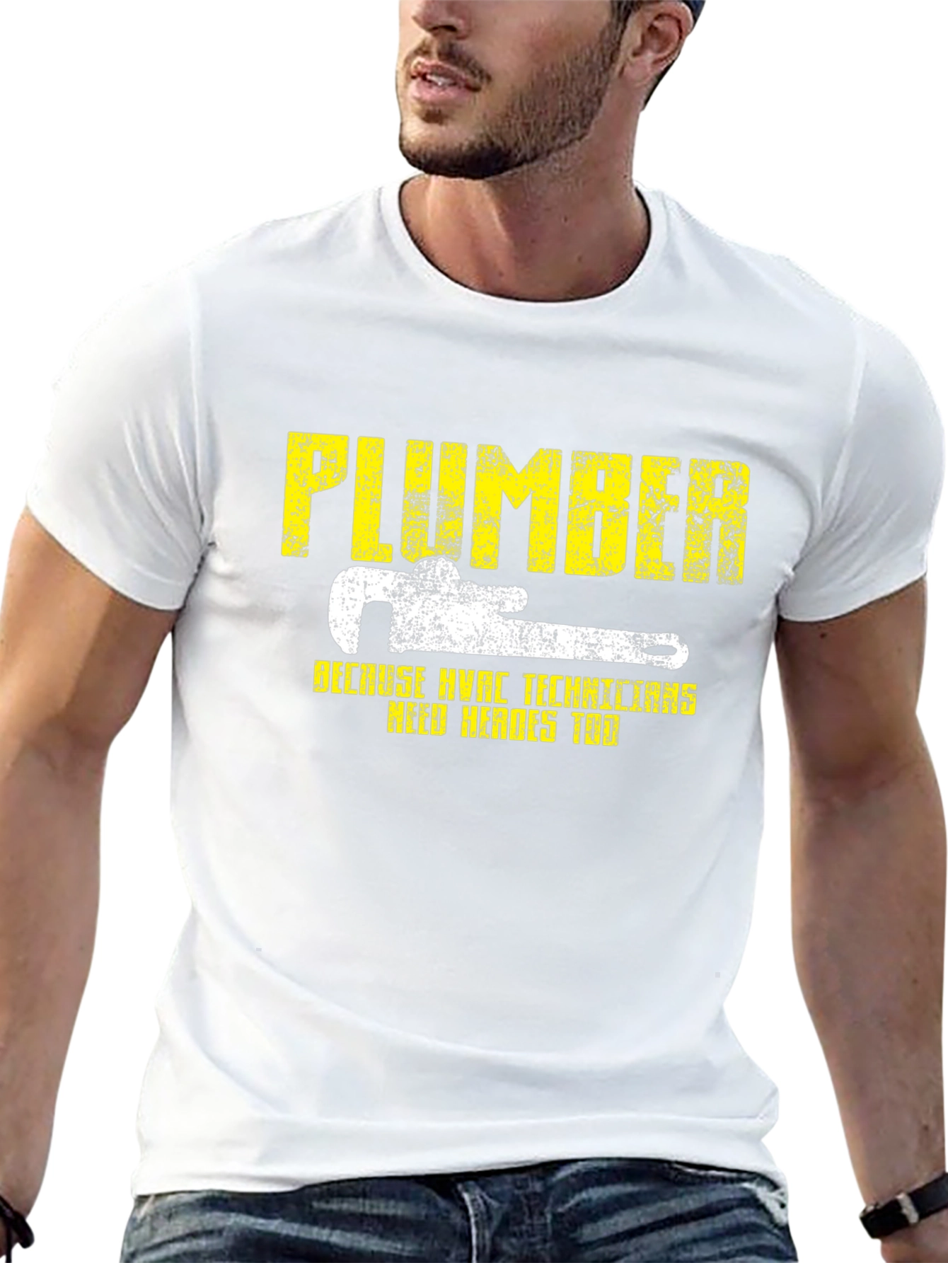 Plumber HVAC Technicians Hero Black Graphic T-Shirt