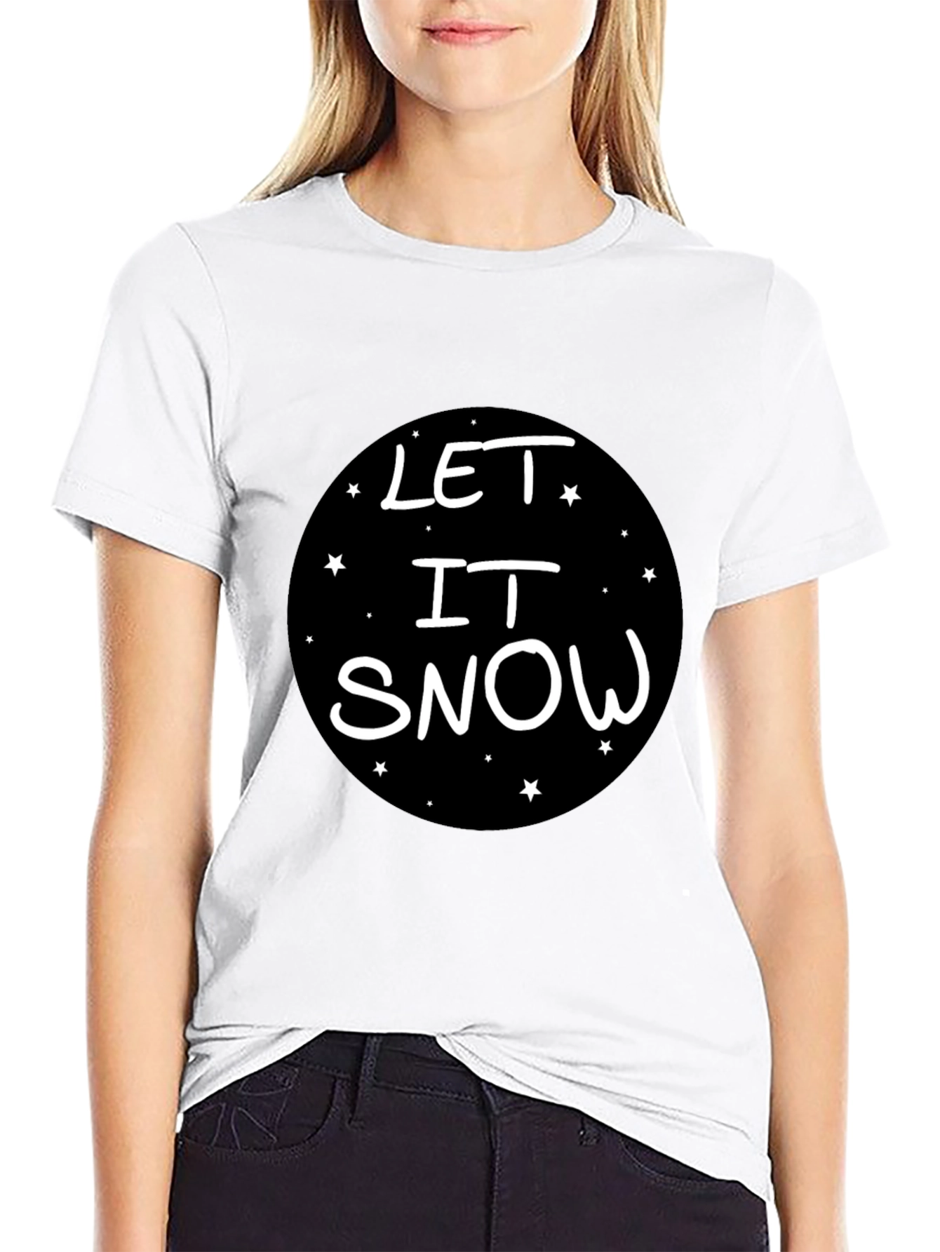 Let It Snow Holiday Graphic Tee - Black