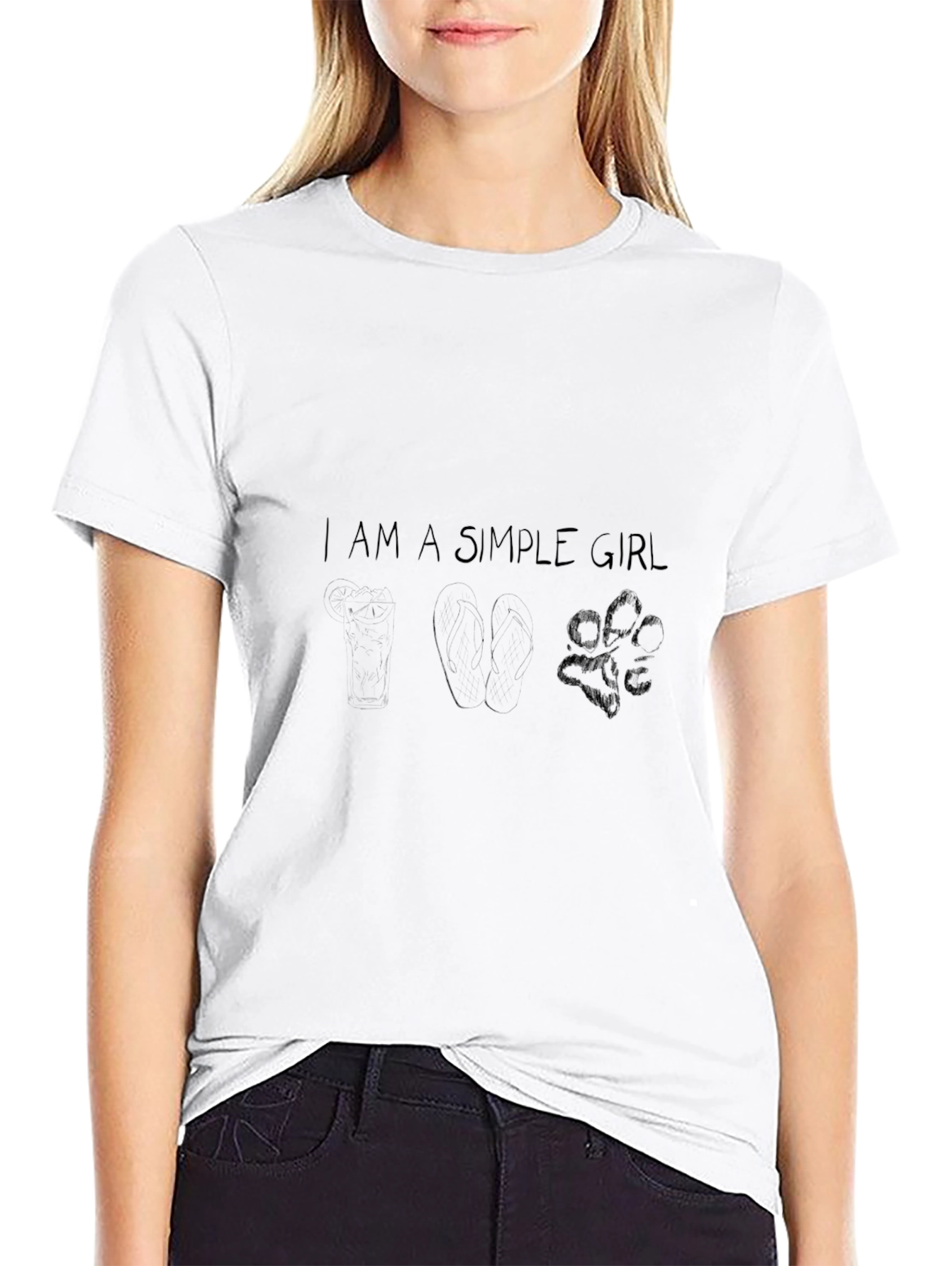 Simple Girl Dog Lover Black T-Shirt