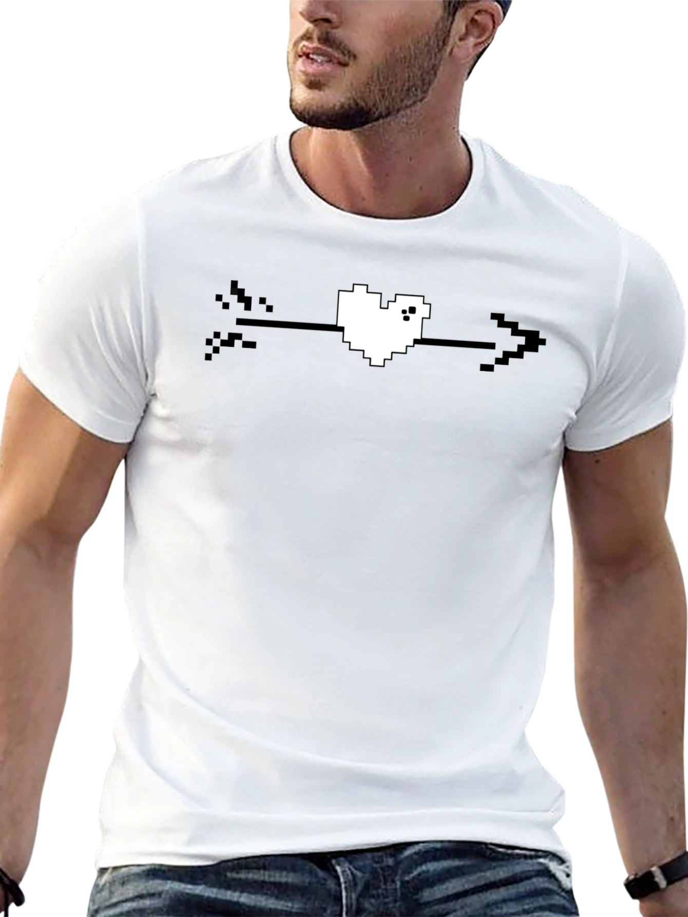 Pixel Heart Arrow T-Shirt - Black Graphic Tee