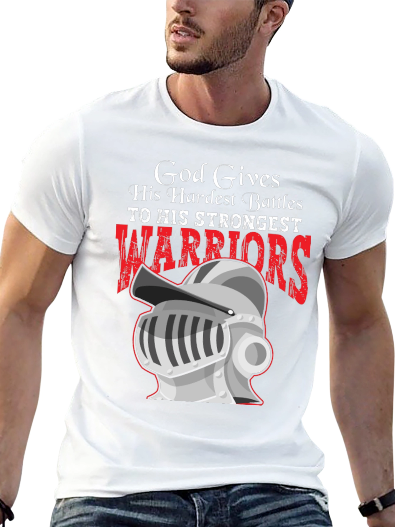 God Gives Battles T-Shirt Warrior Knight Religious Tee