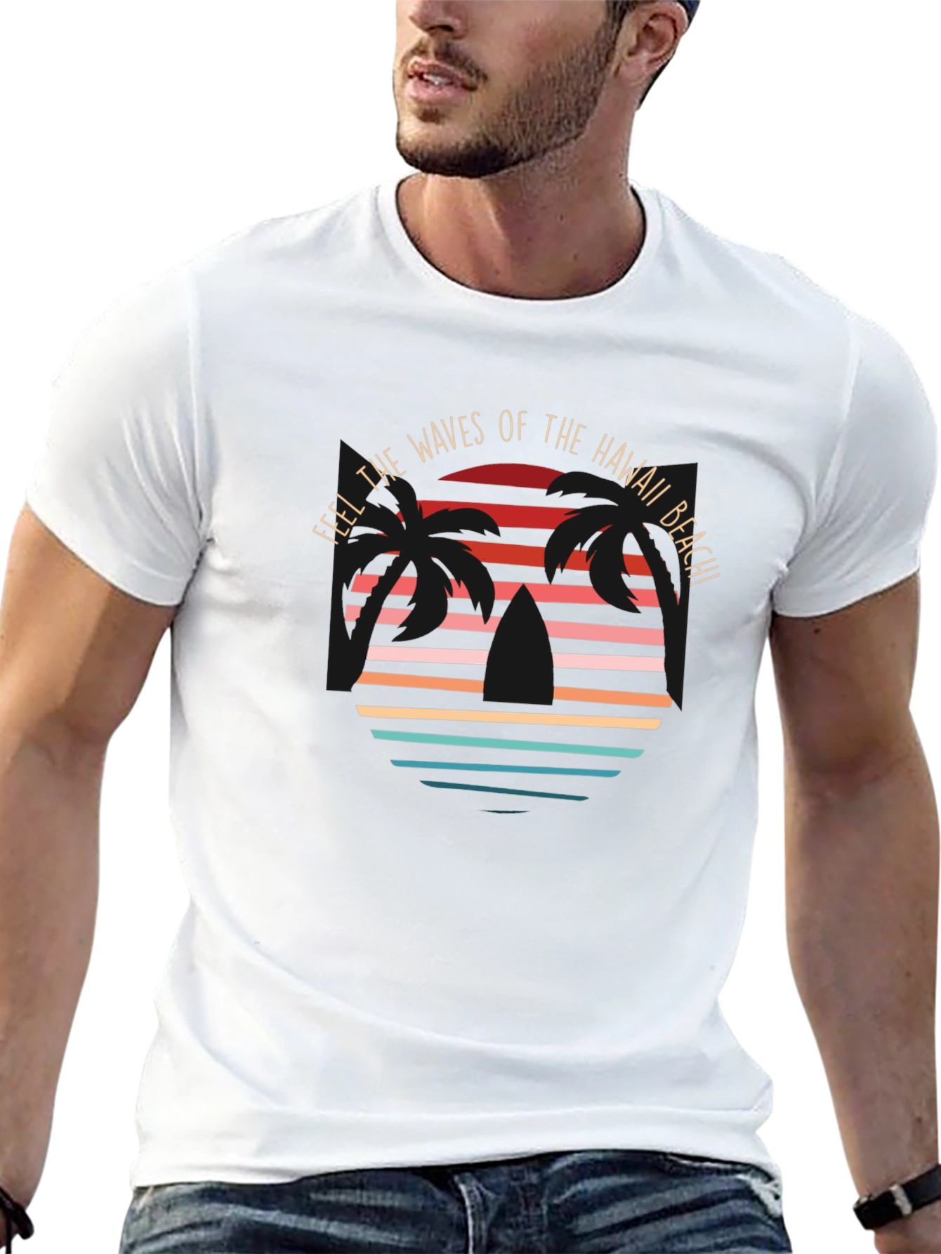 Hawaii Beach Waves Graphic T-Shirt