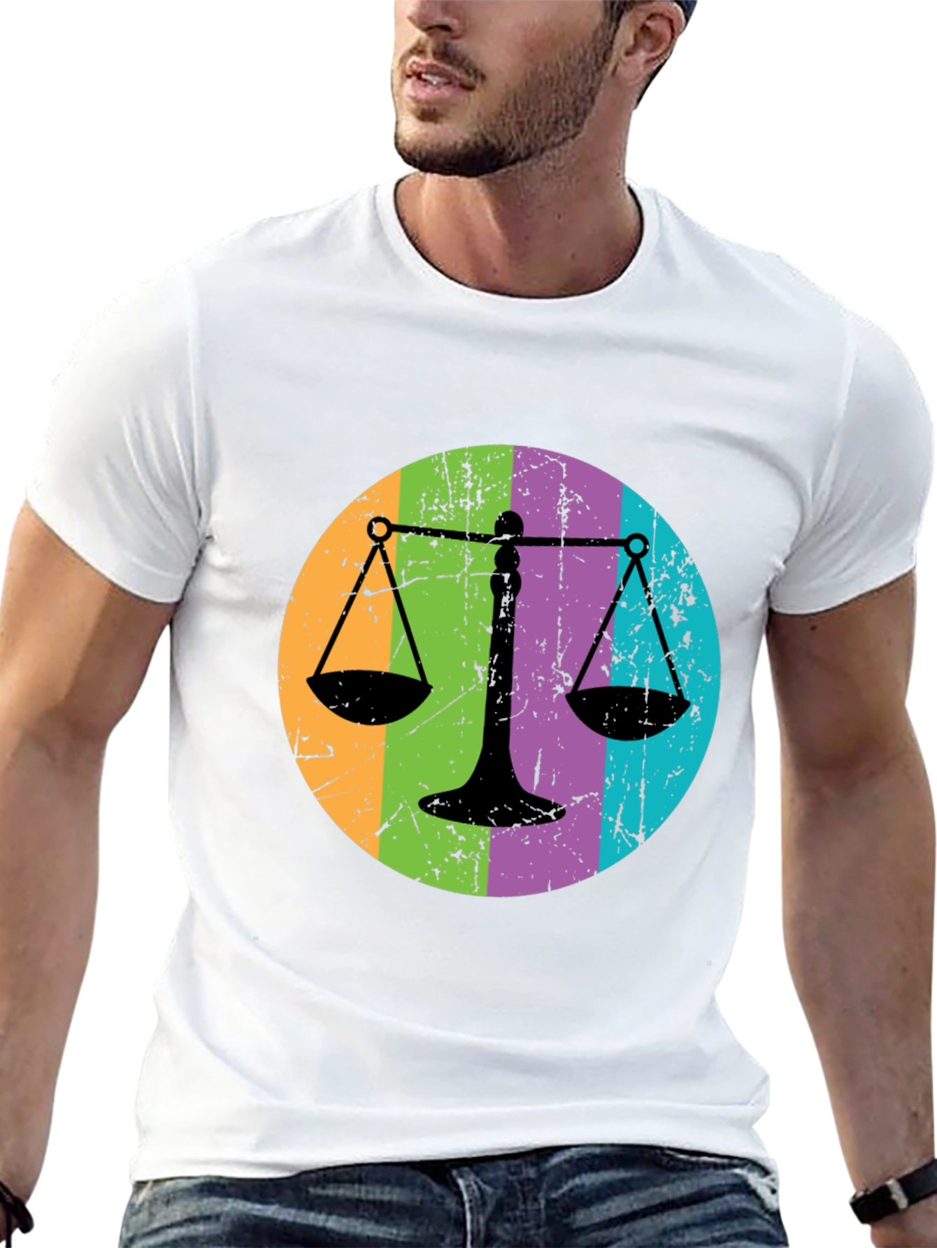 Scales of Justice Graphic Tee - Balance and Style