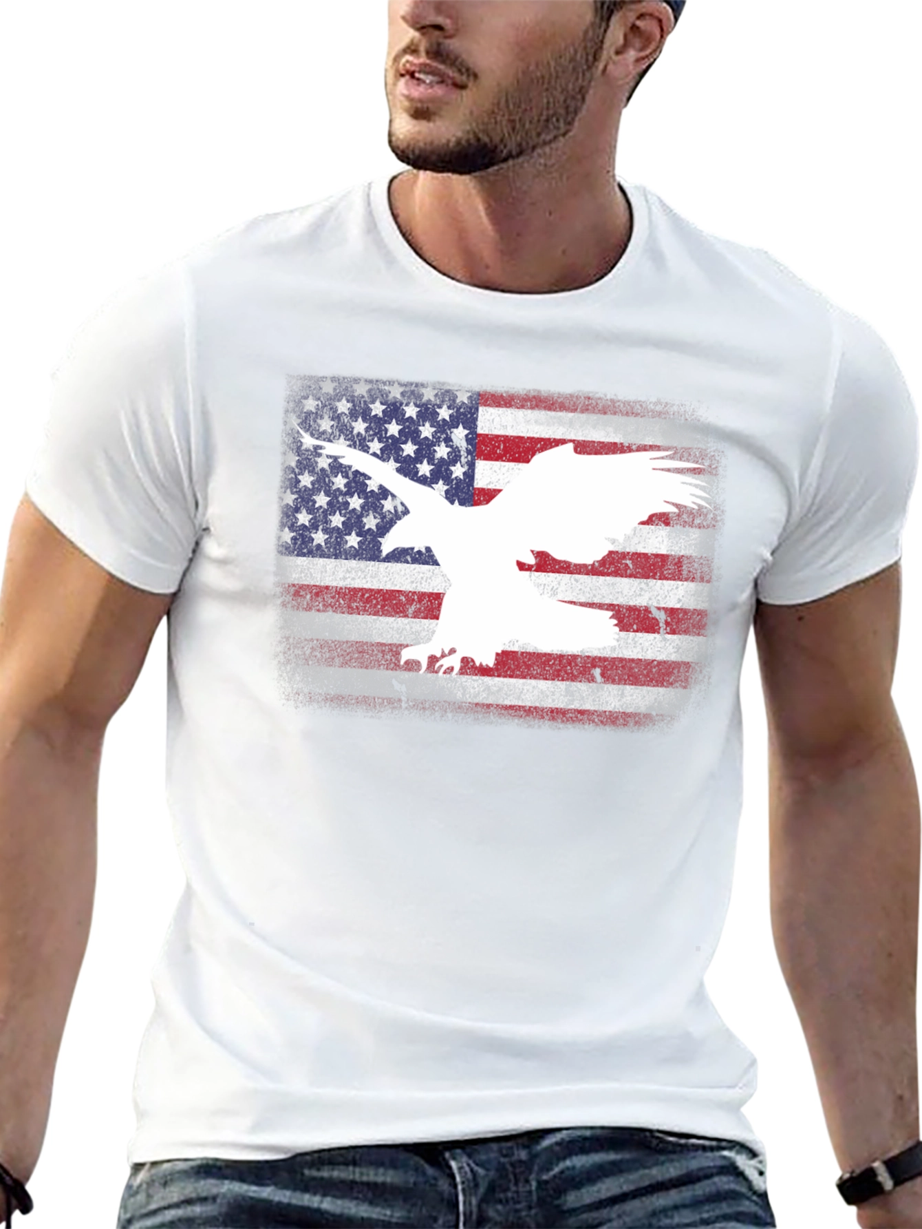 American Flag Eagle Graphic T-Shirt