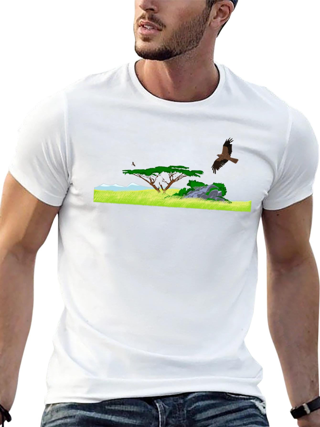 Nature Landscape Graphic Tee - Black T-Shirt