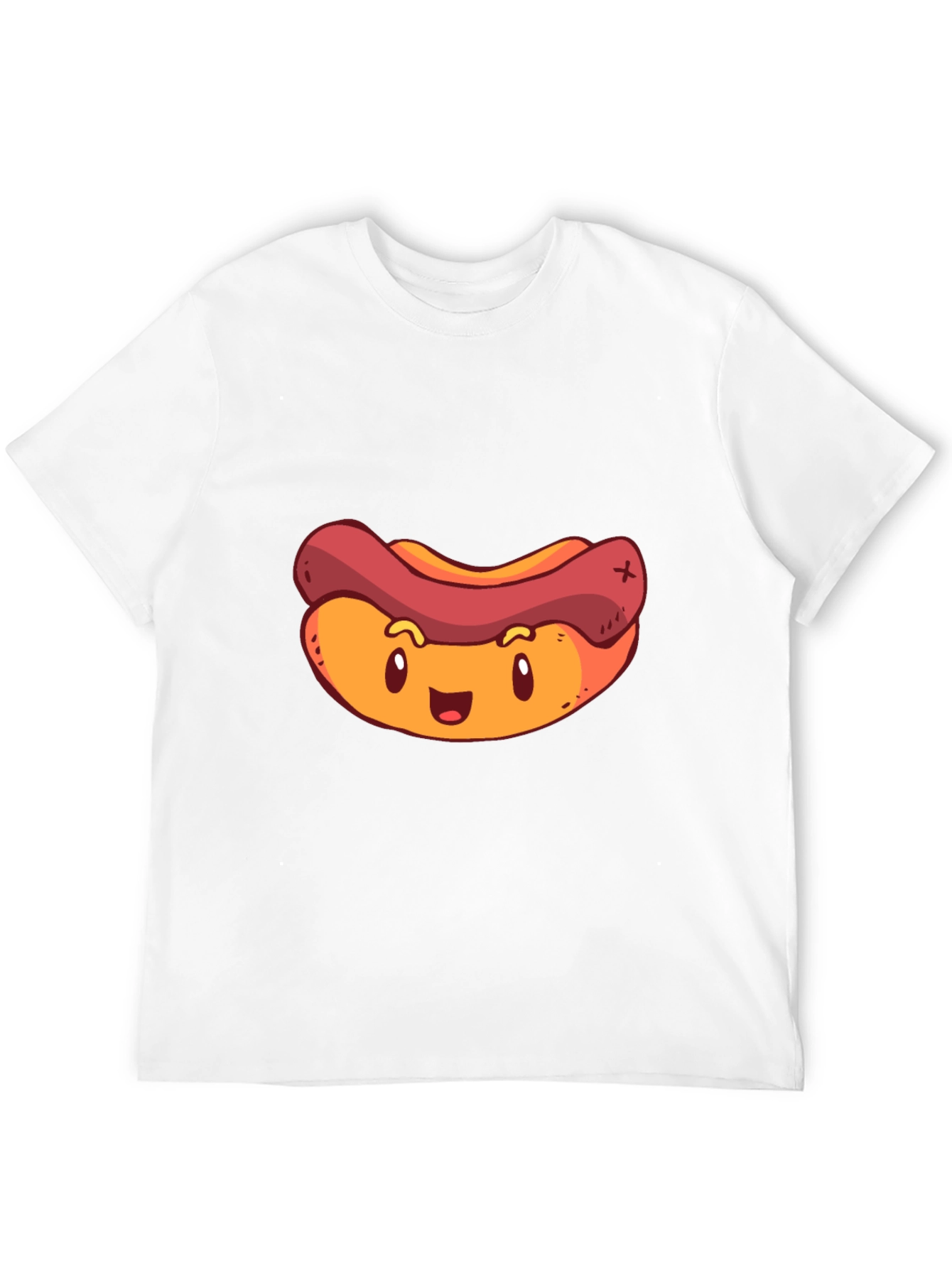 Cartoon Hotdog Graphic T-Shirt - Black
