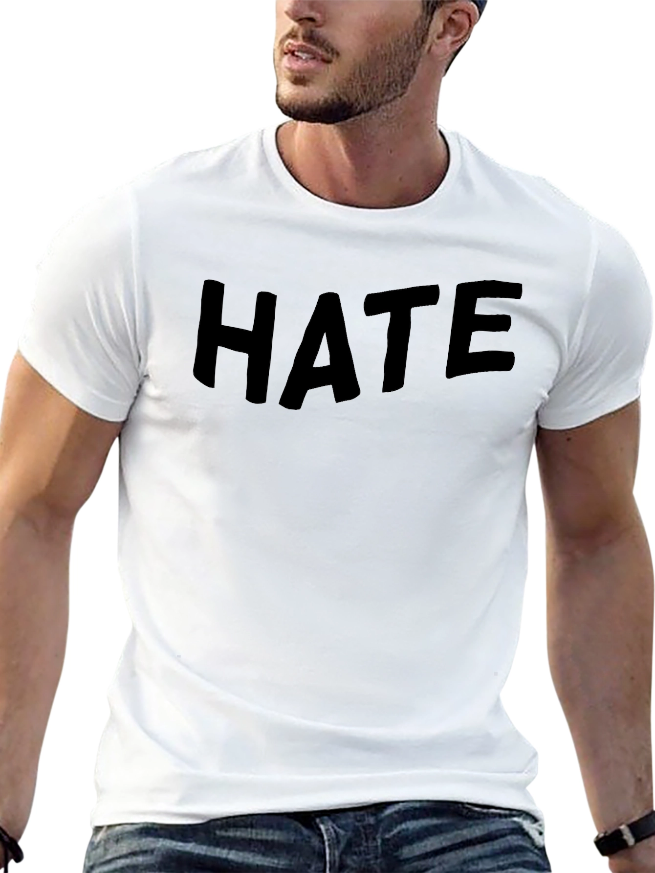 Edgy Black HATE Graphic Tee - Bold Statement