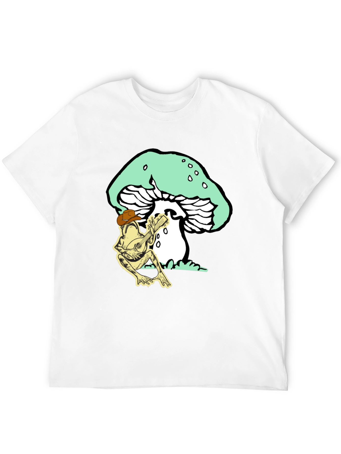 Frog Playing Guitar Mushroom T-Shirt