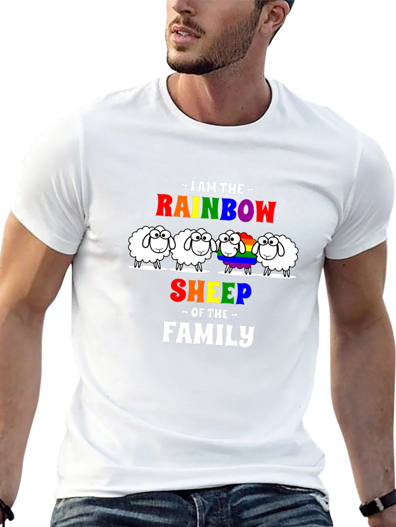 Rainbow Sheep Family Graphic Tee