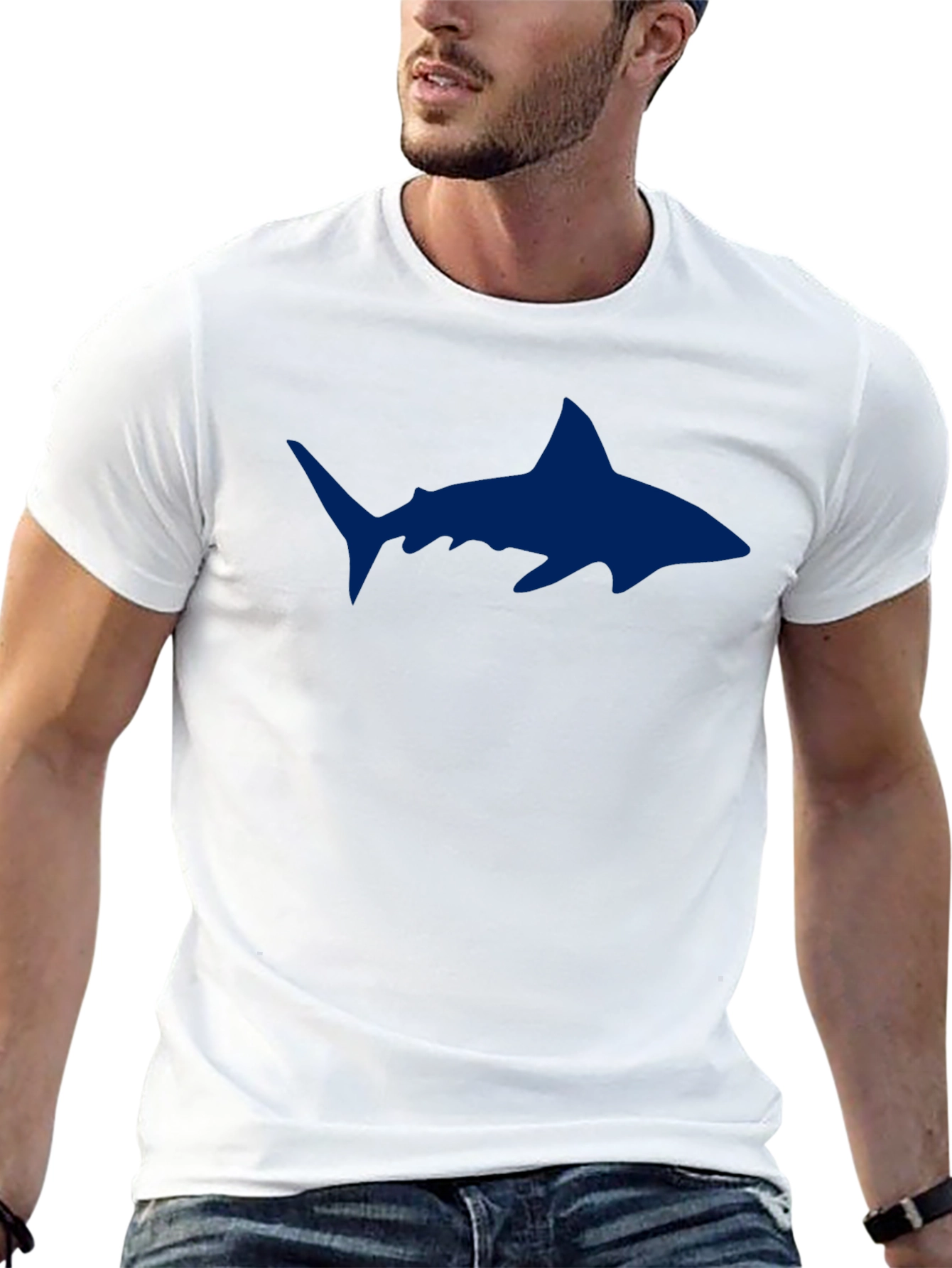 Shark Graphic Print Black T-Shirt