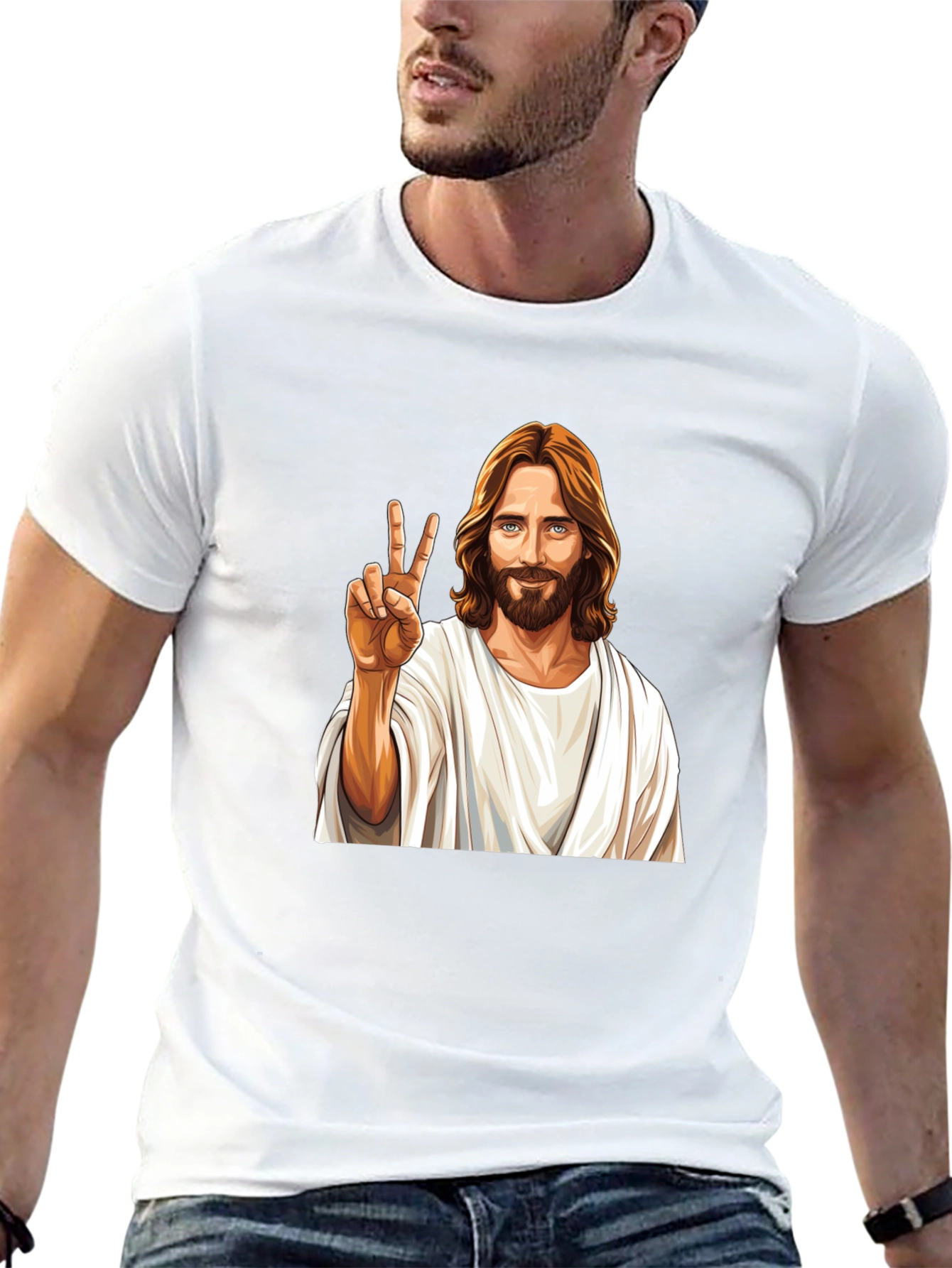 Peace Jesus Graphic Black T-Shirt