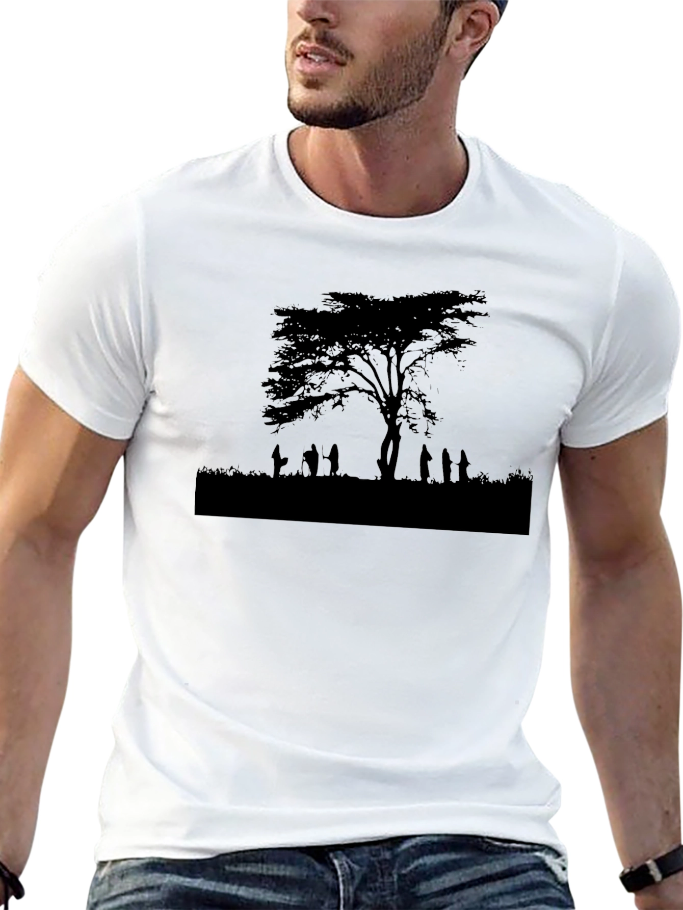 Silhouette Tree Graphic Tee - Stylish Black T-Shirt