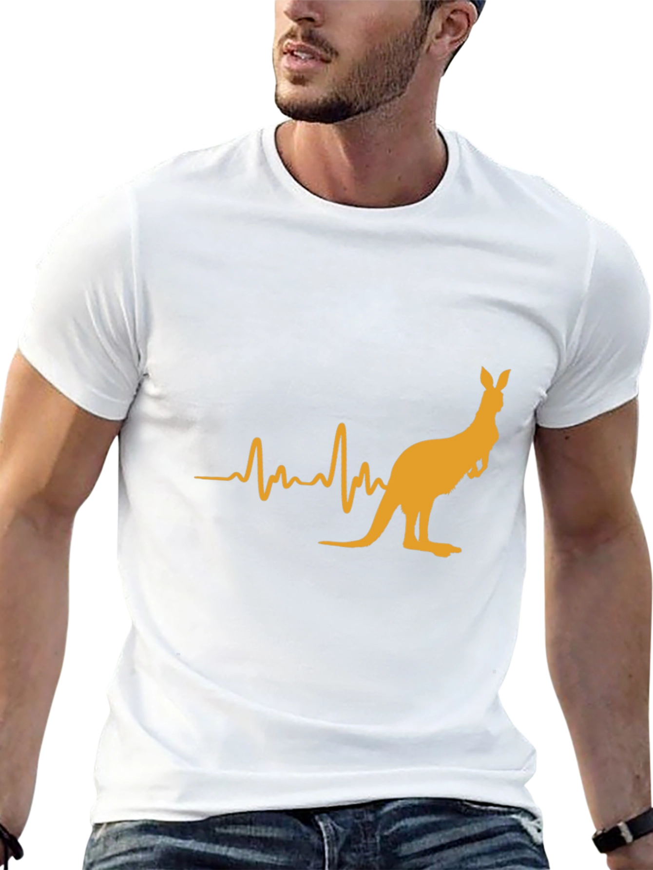 Kangaroo Heartbeat Graphic Tee - Casual Black T-Shirt