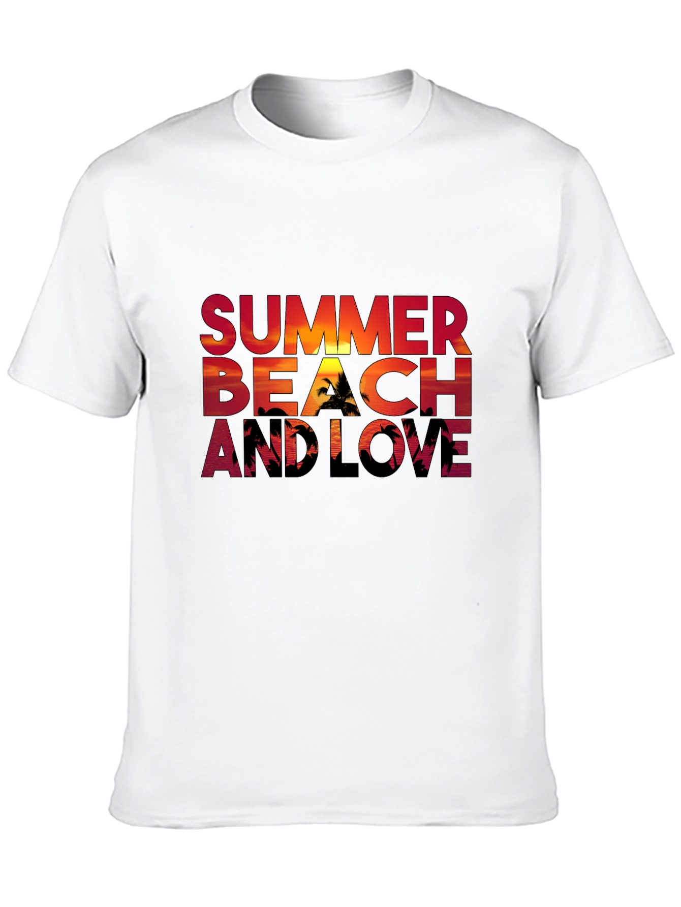 Summer Beach and Love Graphic Black T-Shirt