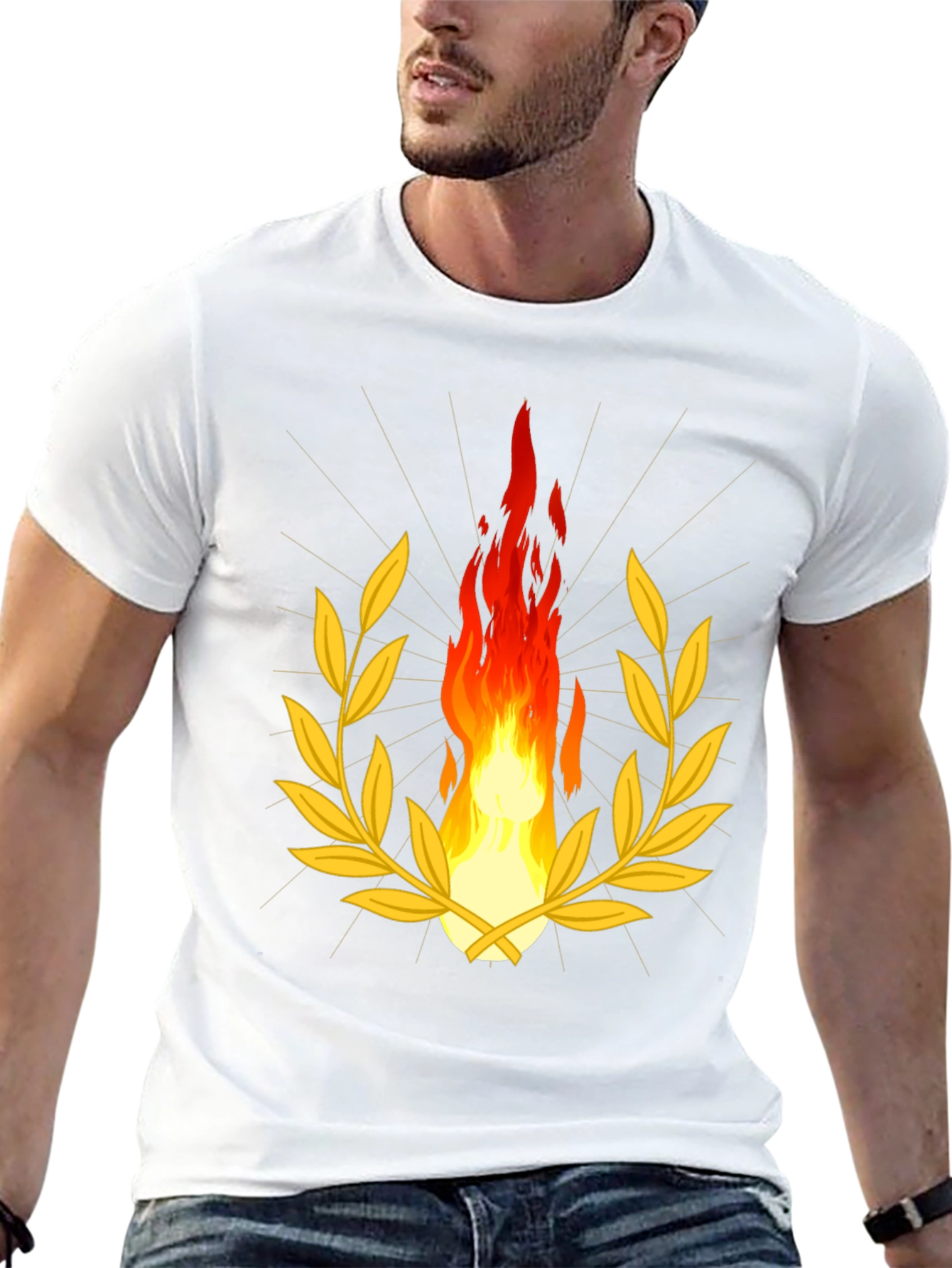 Flame & Laurel Graphic Tee - Stylish Black Shirt