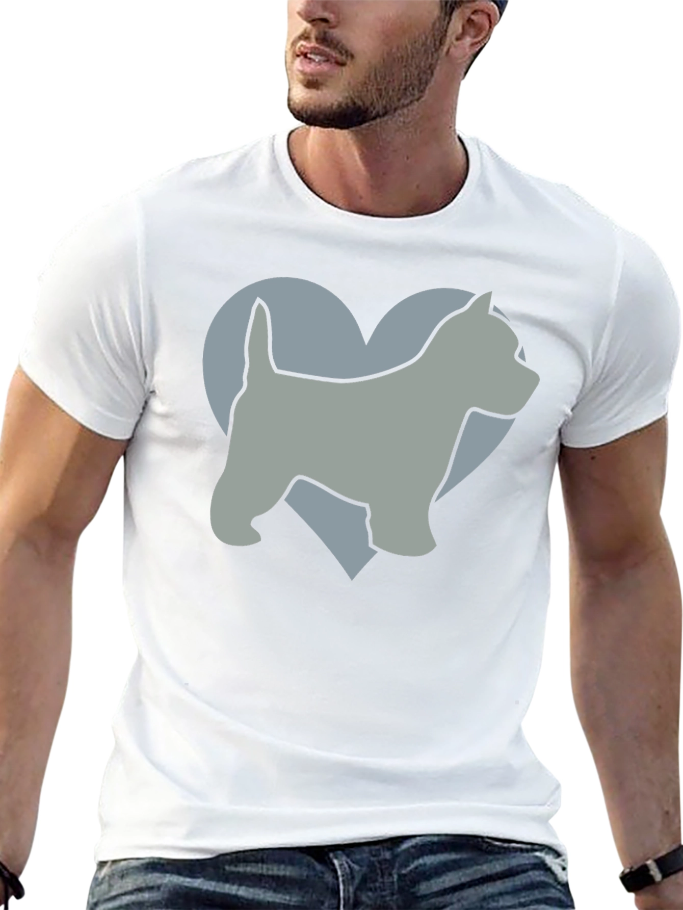 Dog Lover Tee: Westie Heart Graphic Black T-Shirt