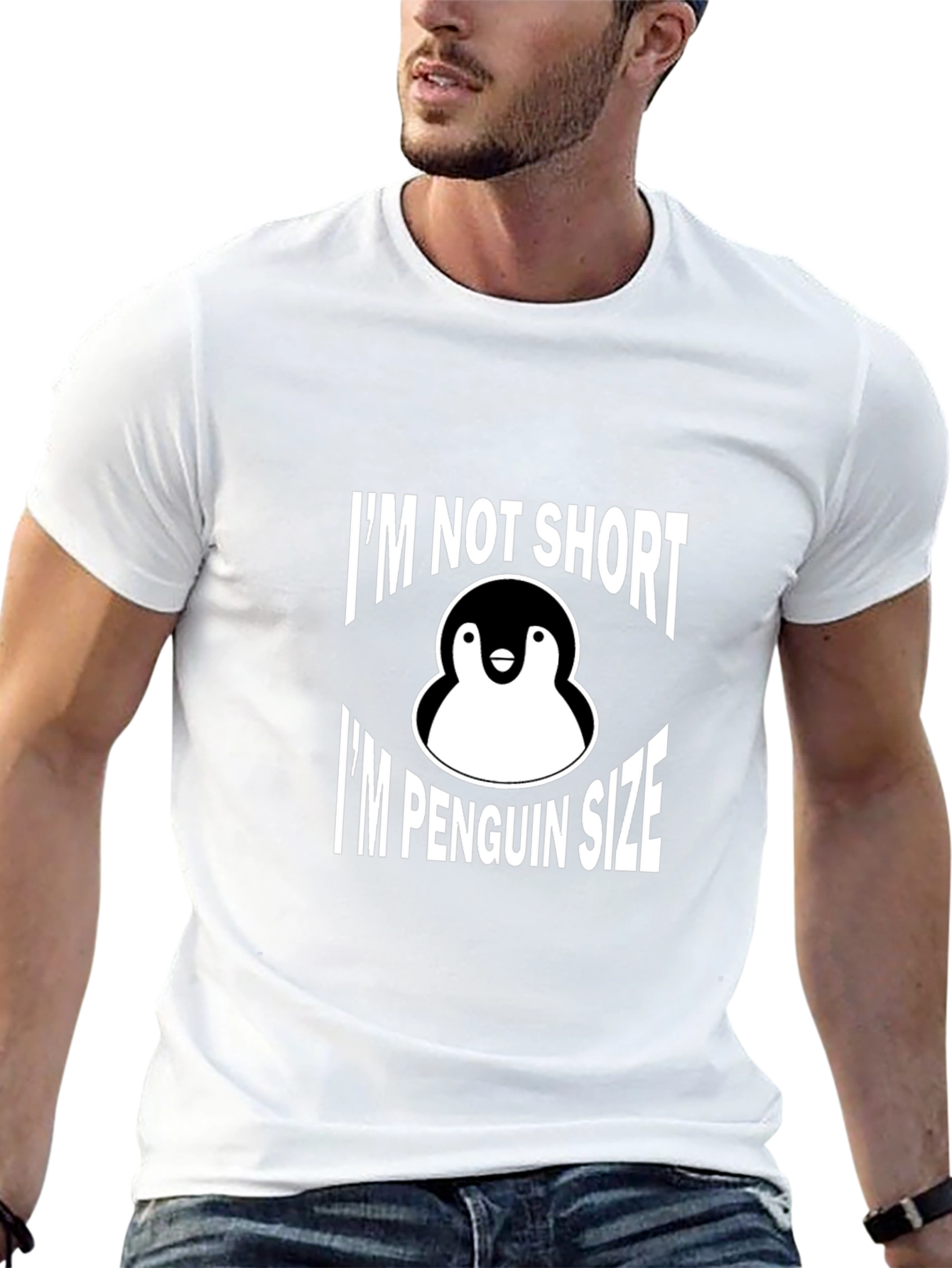 Penguin Size Graphic T-Shirt - Black