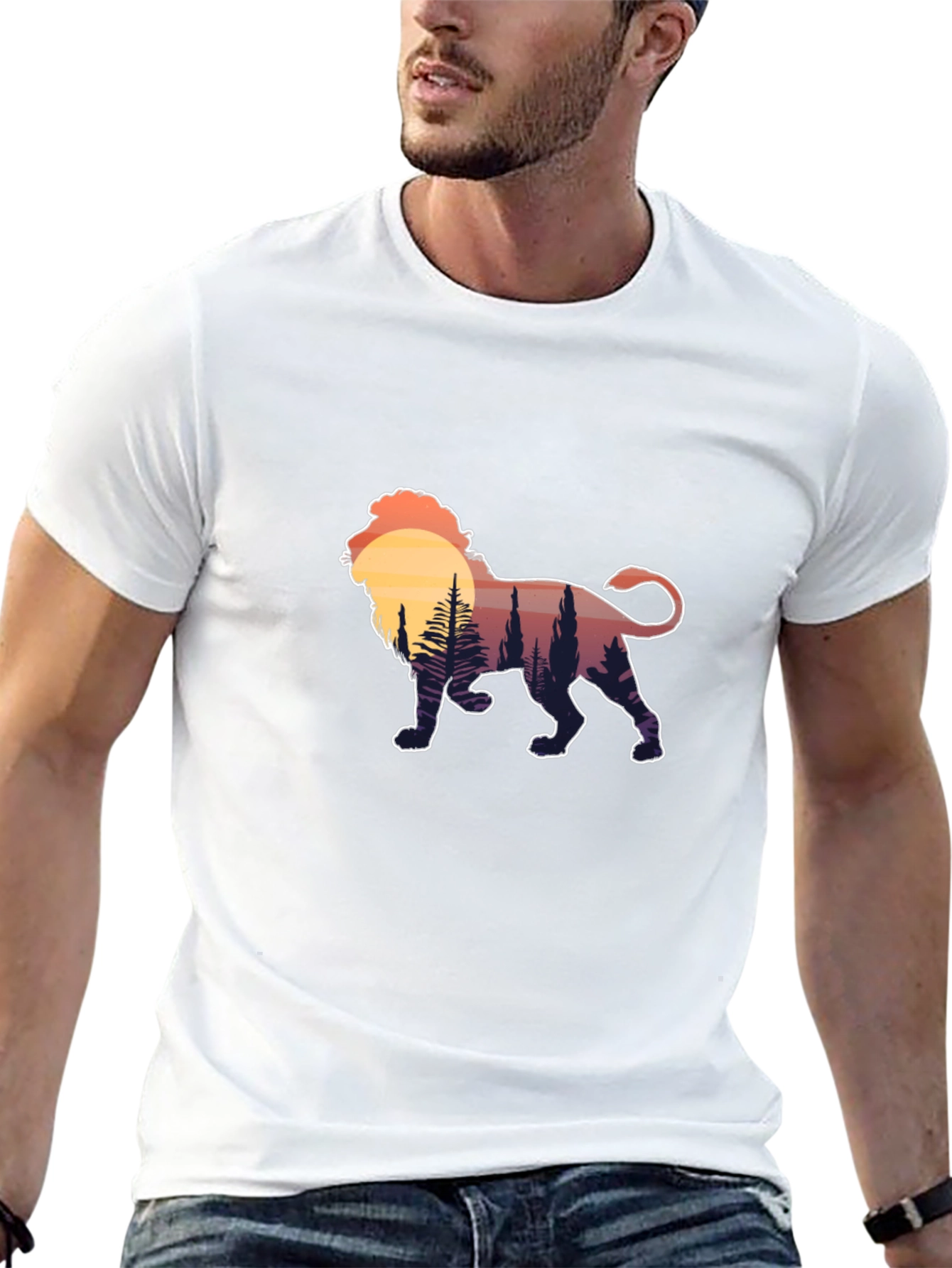 Lion Sunset Graphic Tee - Black