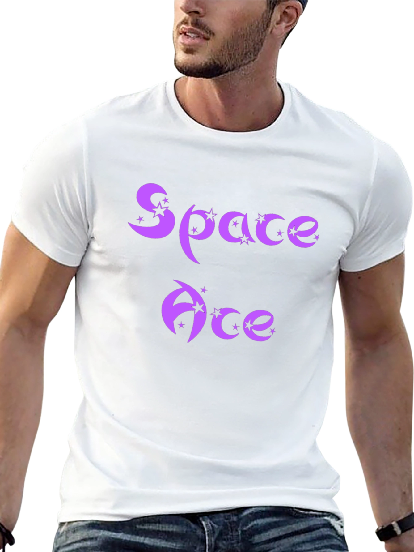 Space Ace Graphic T-Shirt - Purple Design on Black