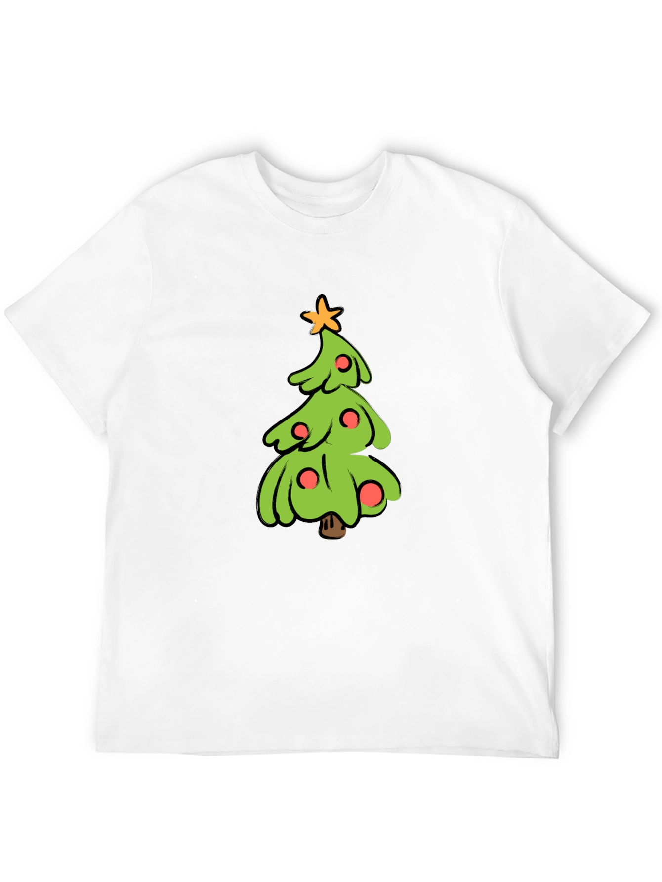 Festive Christmas Tree Graphic Tee - Black