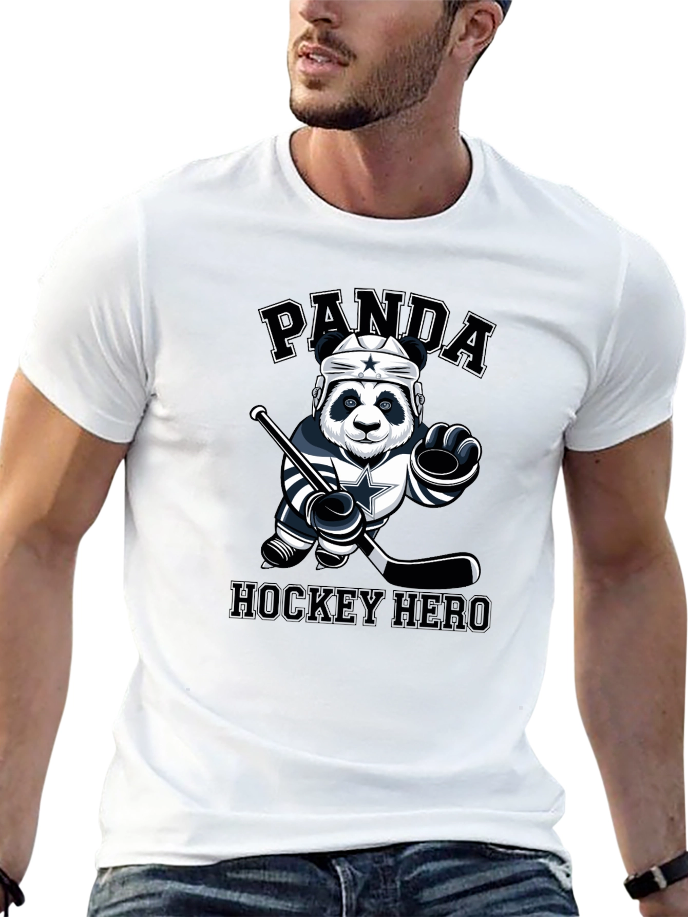 Panda Hockey Hero Graphic T-Shirt