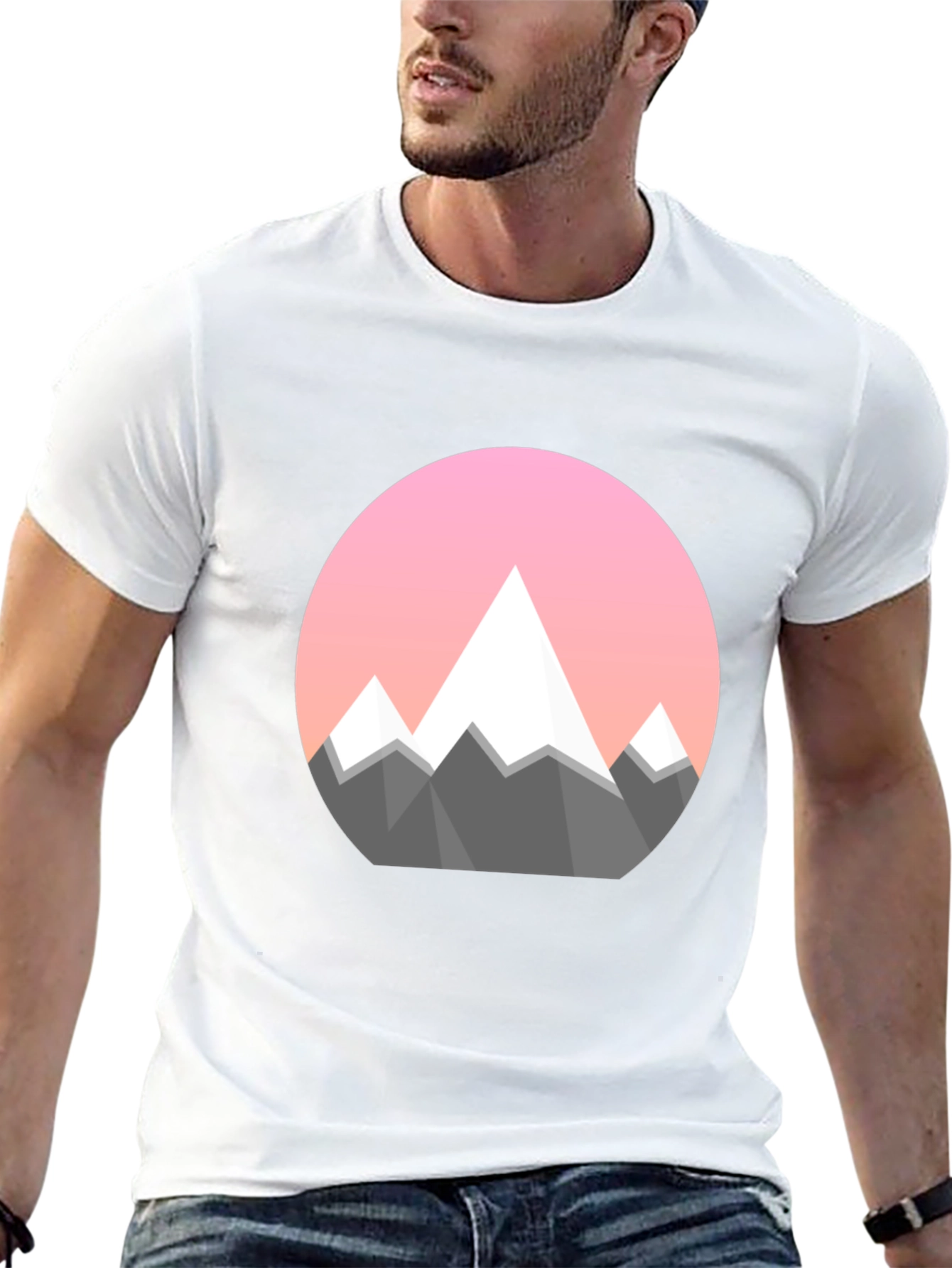 Geometric Mountain Graphic Tee - Black