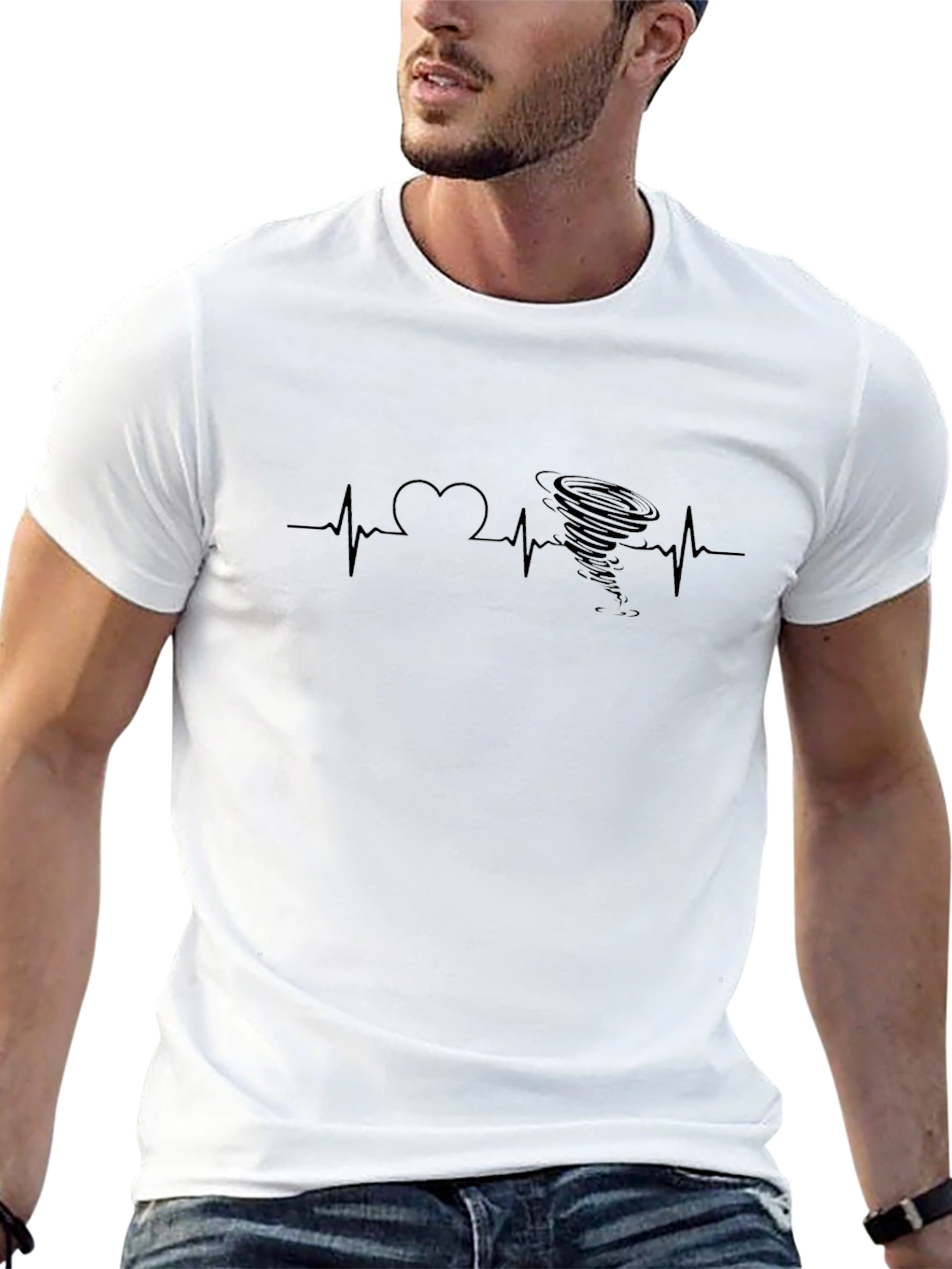 Tornado Heartbeat Graphic Tee - Black Cotton T-Shirt