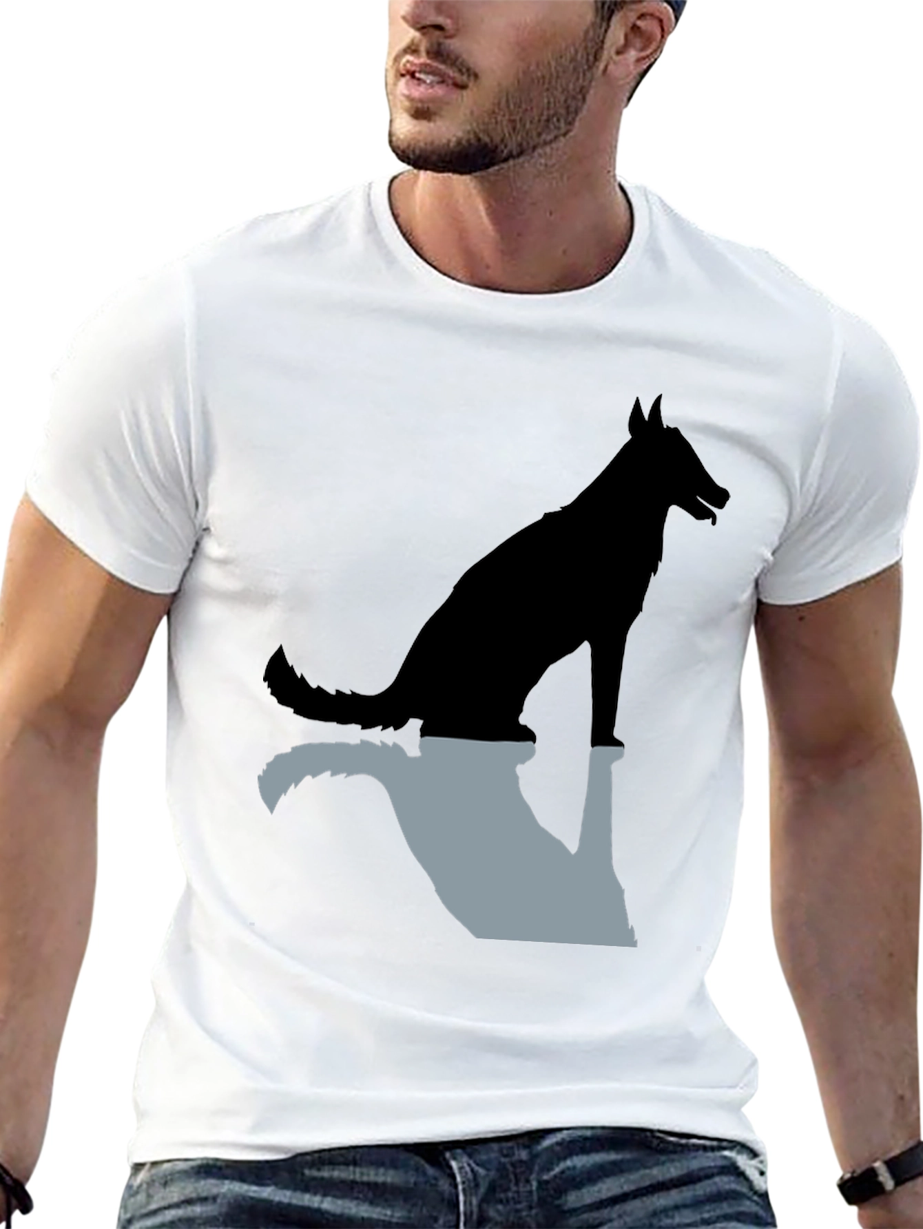 Dog Silhouette Graphic Tee - Stylish Black Shirt
