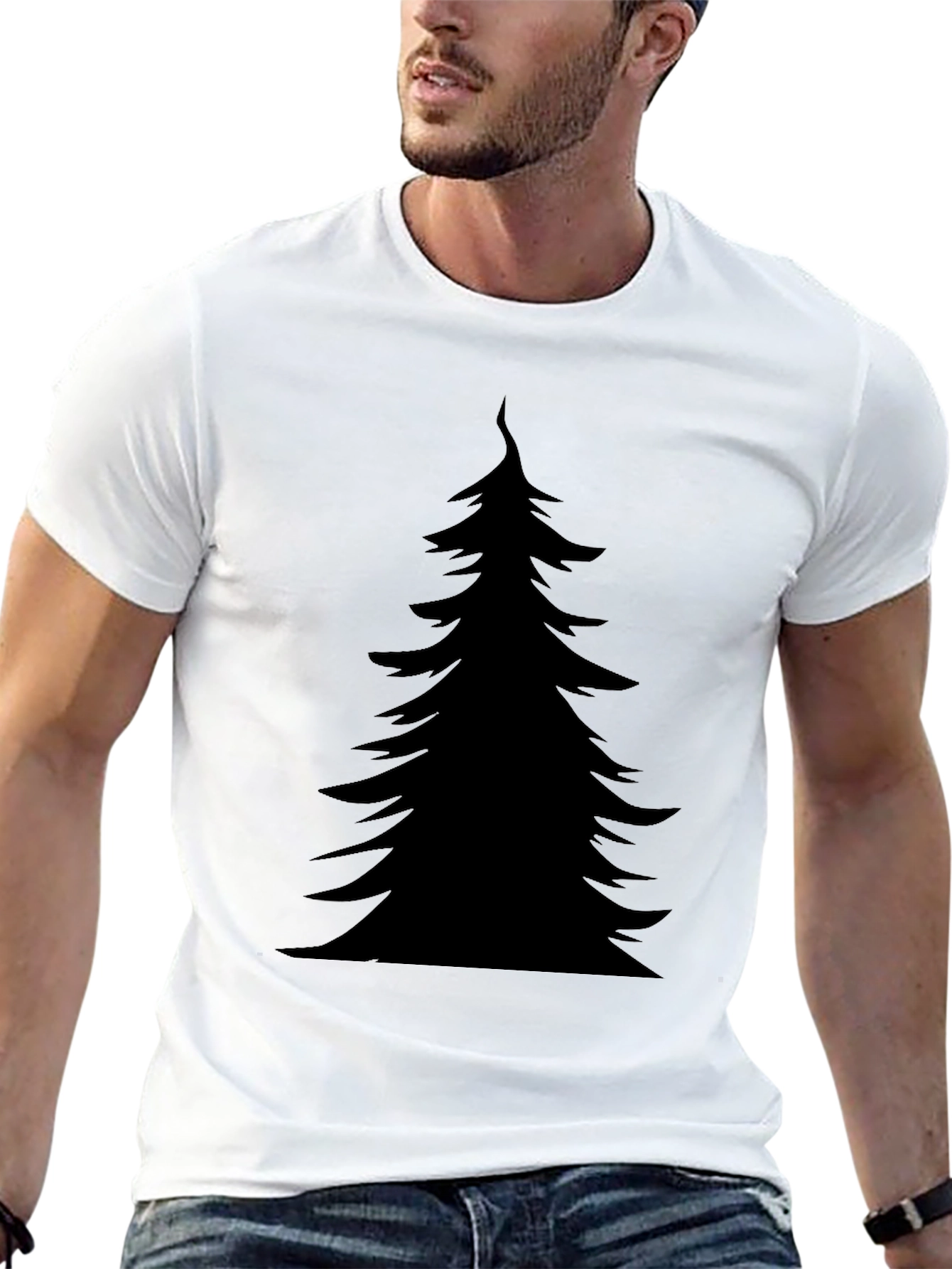Black Christmas Tree Graphic Tee - Holiday Style