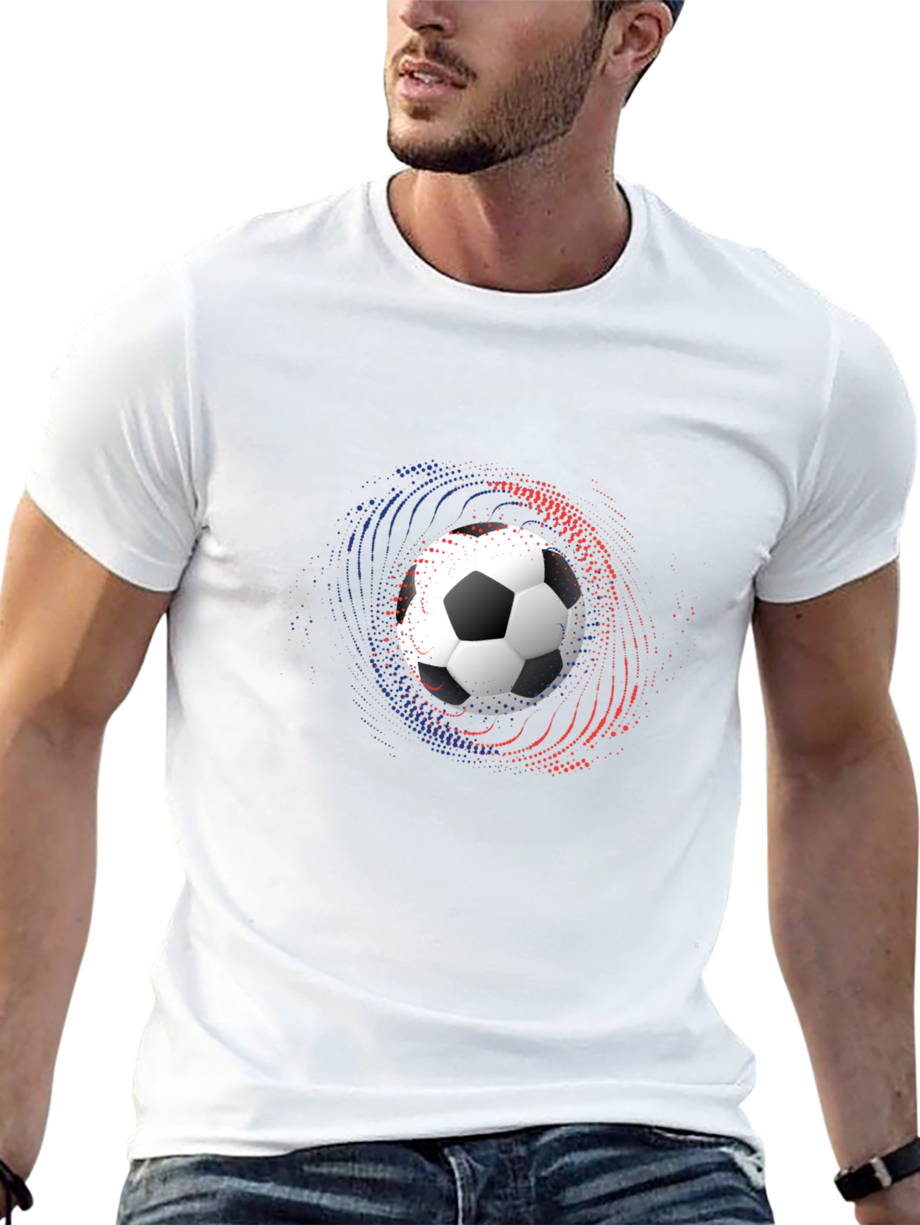 Soccer Ball Graphic Tee - Black Cotton Blend Shirt