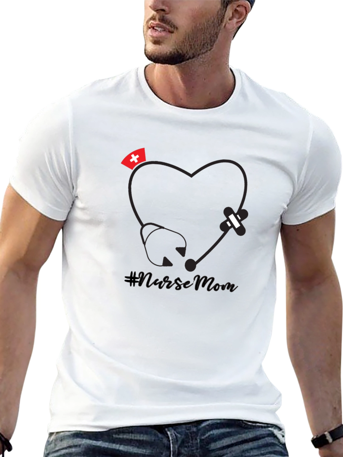 Nurse Mom Graphic Tee - Stethoscope Heart