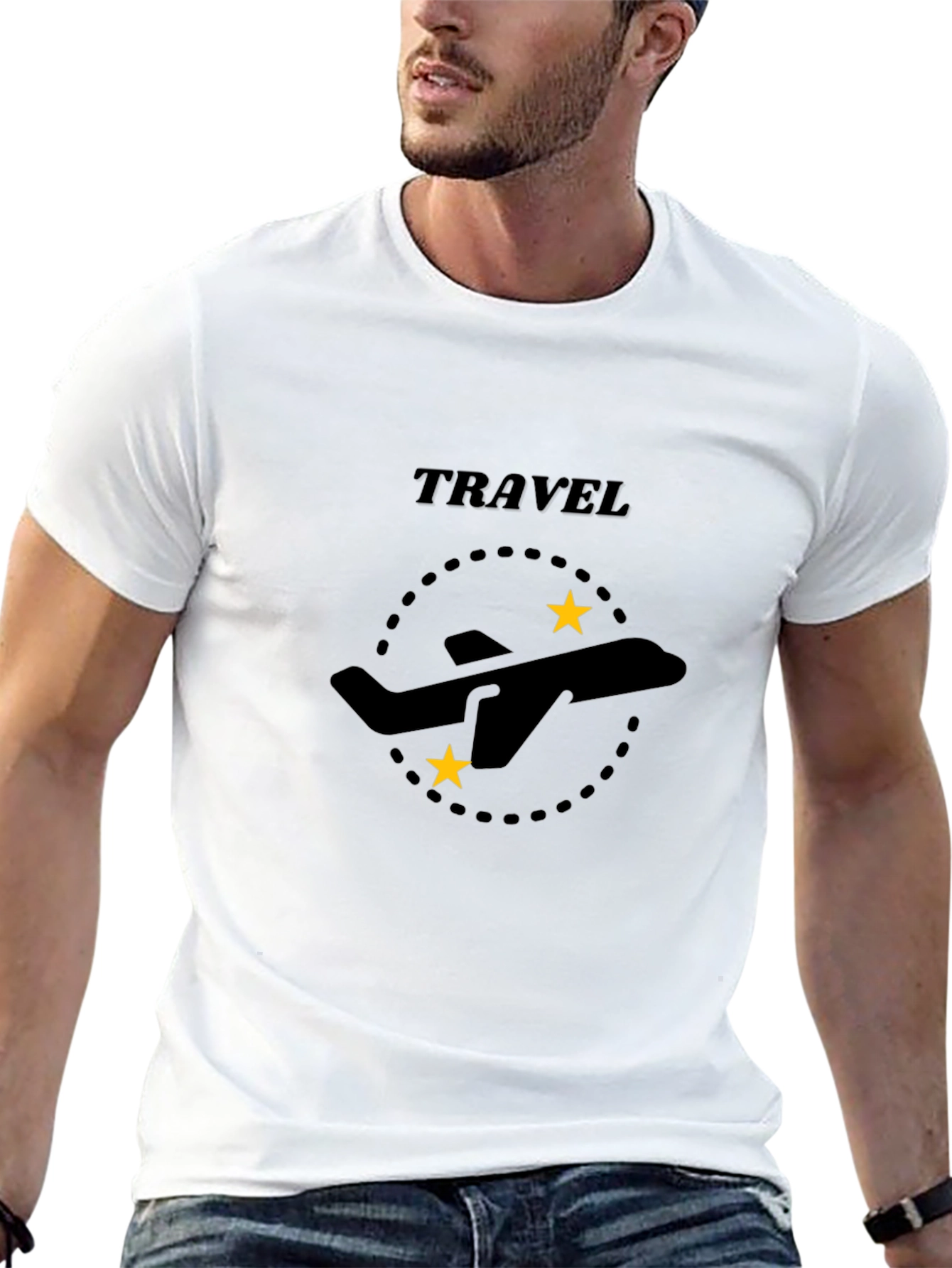 Travel Airplane Graphic Tee - Black